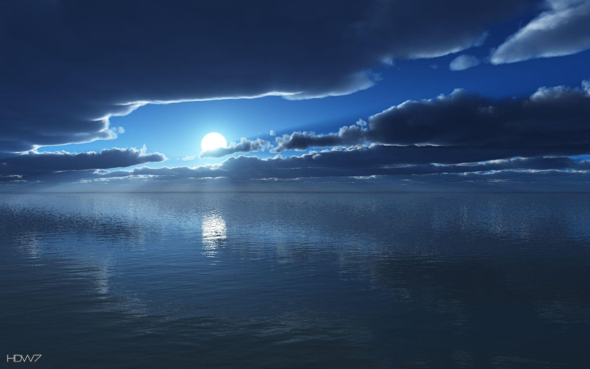 1920x1200 Night Sea Wallpaper