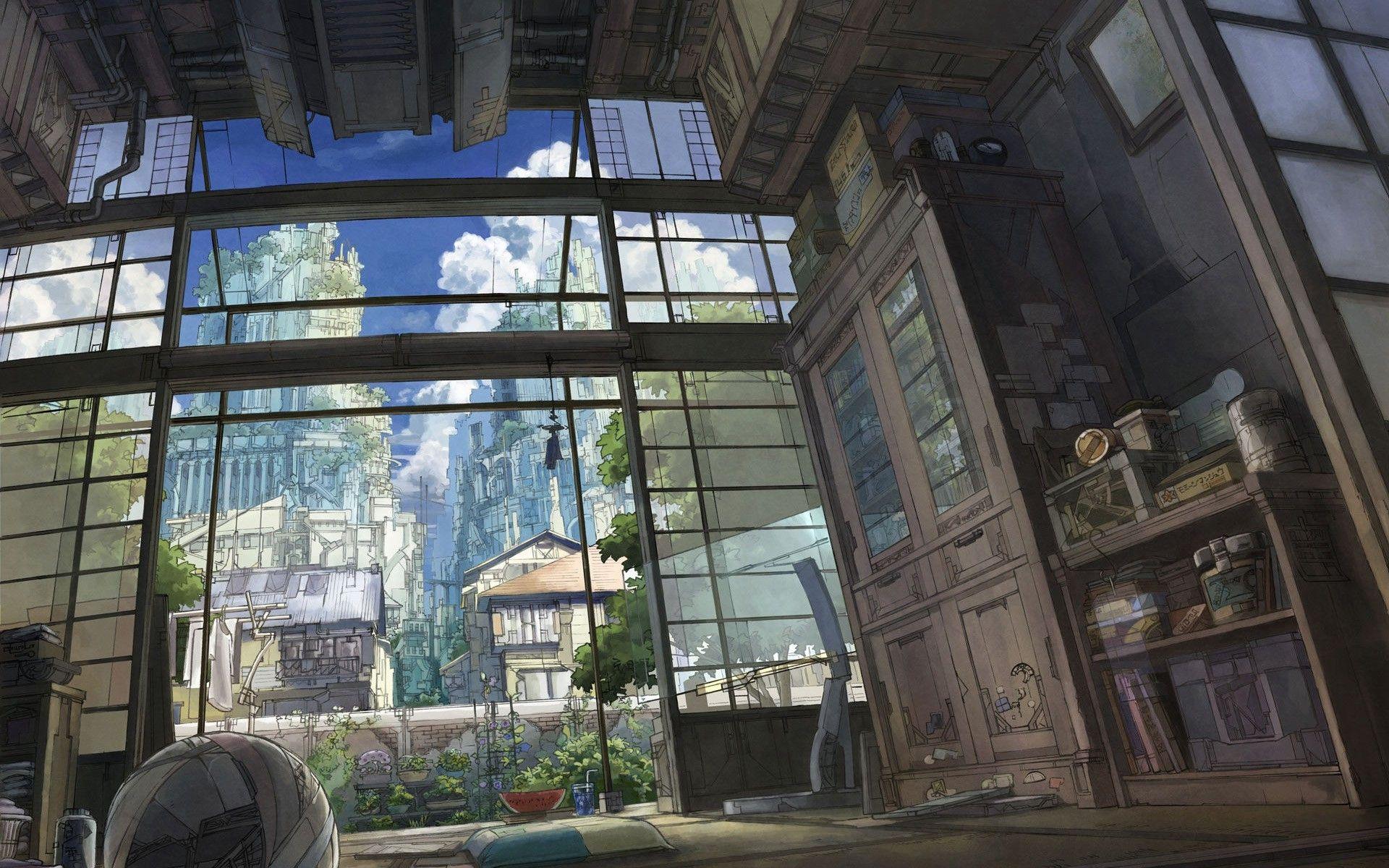 1920x1200 anime, Indoors, Peace, Landscape Wallpaper HD / Desktop and Mobile Background