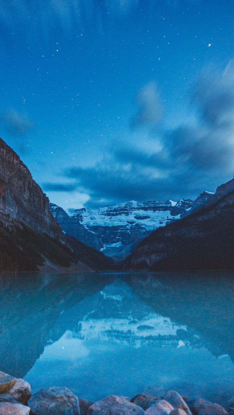 800x1420 Download Wallpaper 800x1420 Mountains, Lake, Night, Dark, Landscape Iphone Se 5s 5c 5 For Parallax HD Background