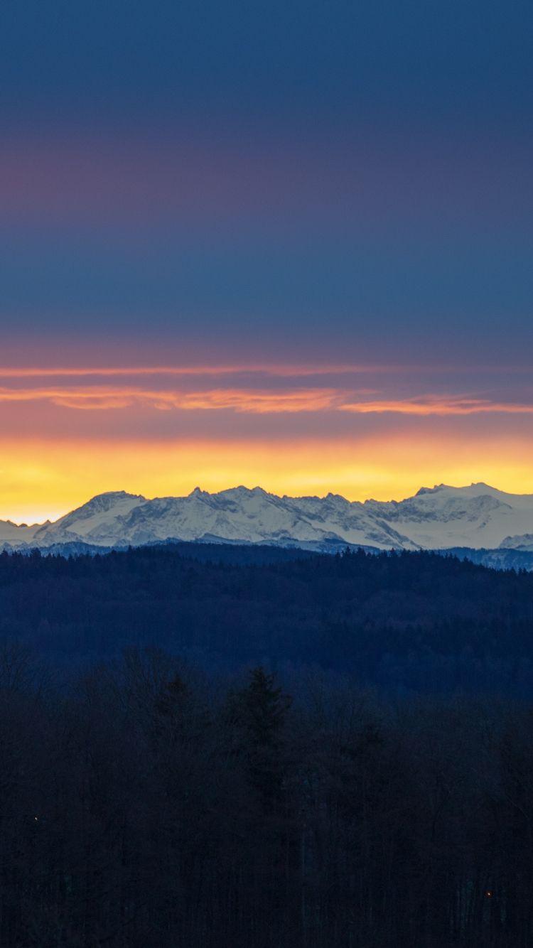 750x1334 Download 750x1334 wallpaper mountain range, sunrise, dark, landscape, iphone iphone 750x1334 HD image, background, 17087