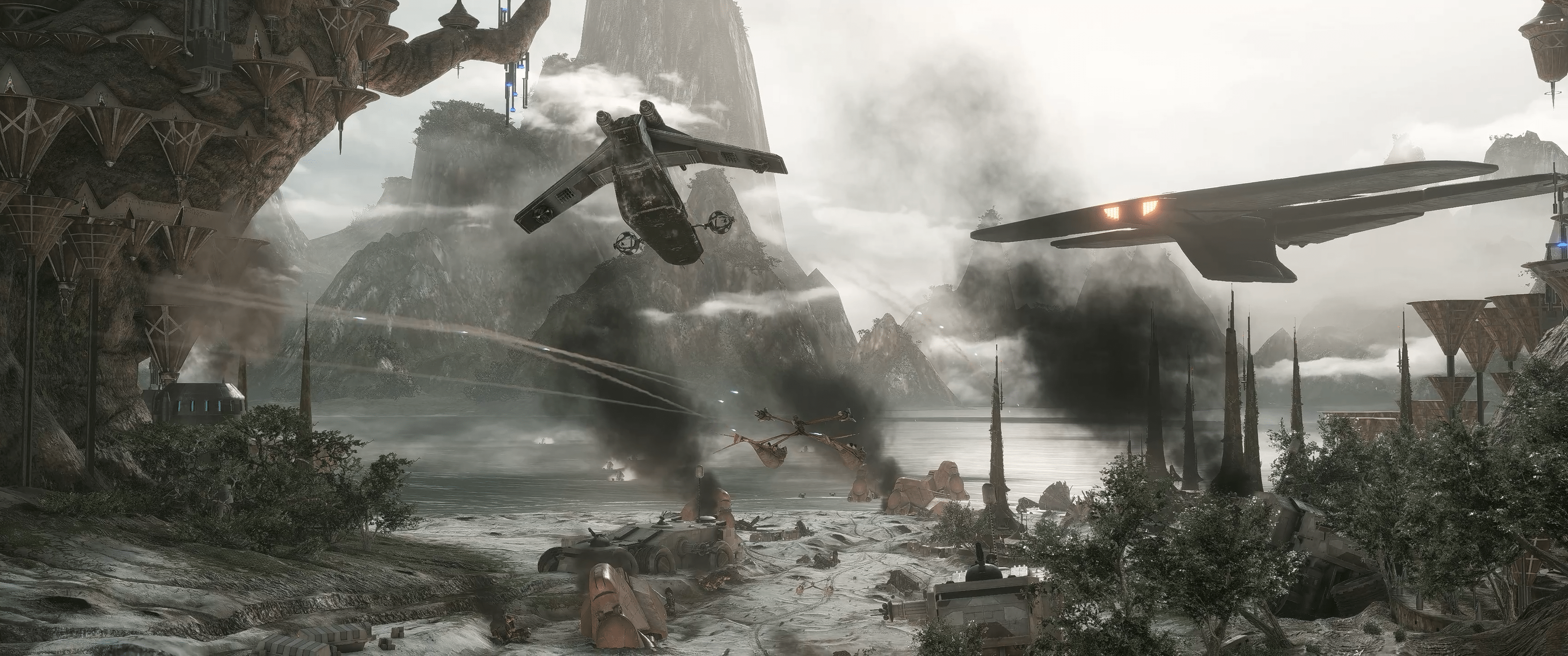 3440x1440 Movie Accurate Cloudy Kashyyyk In Battlefront II