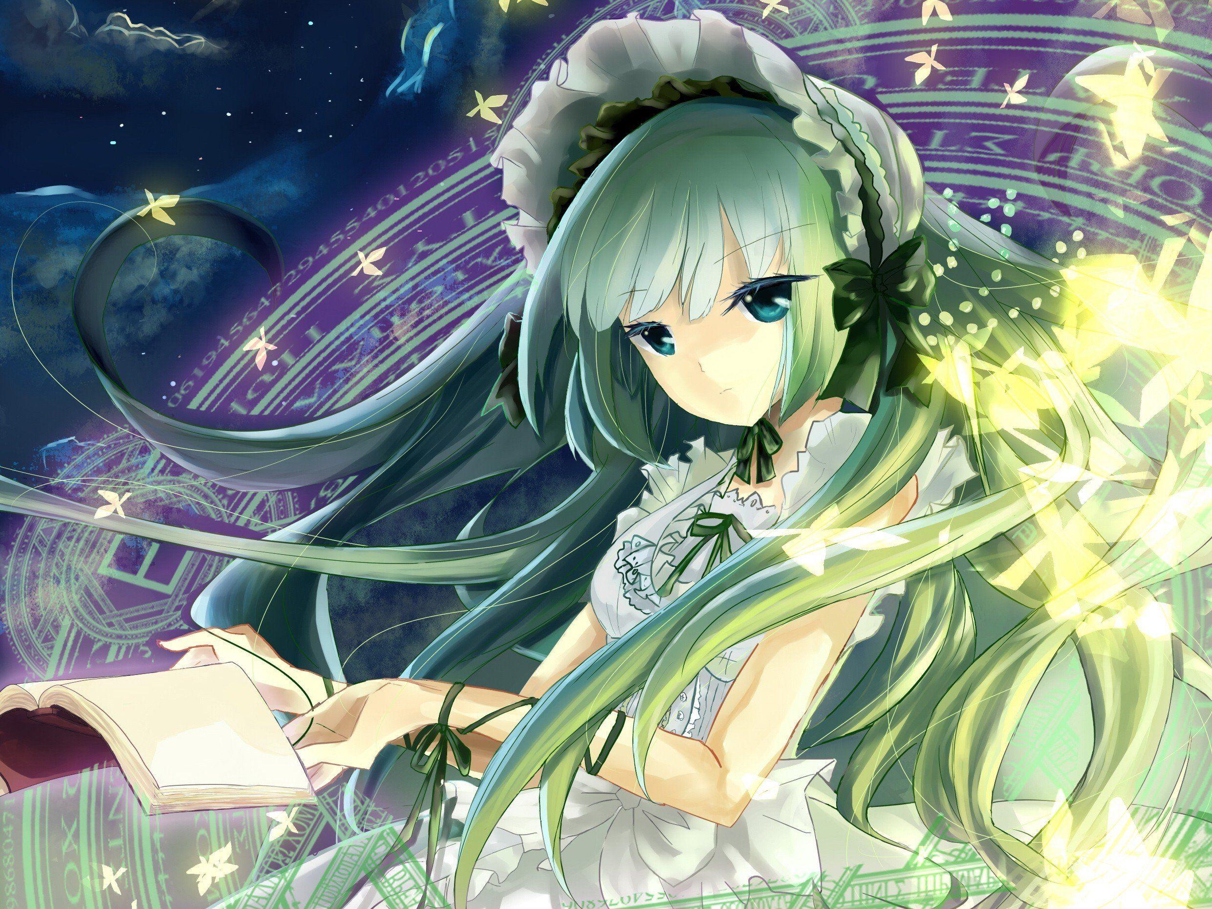 2480x1860 White Hair Anime Girl Magic Wallpaper HD