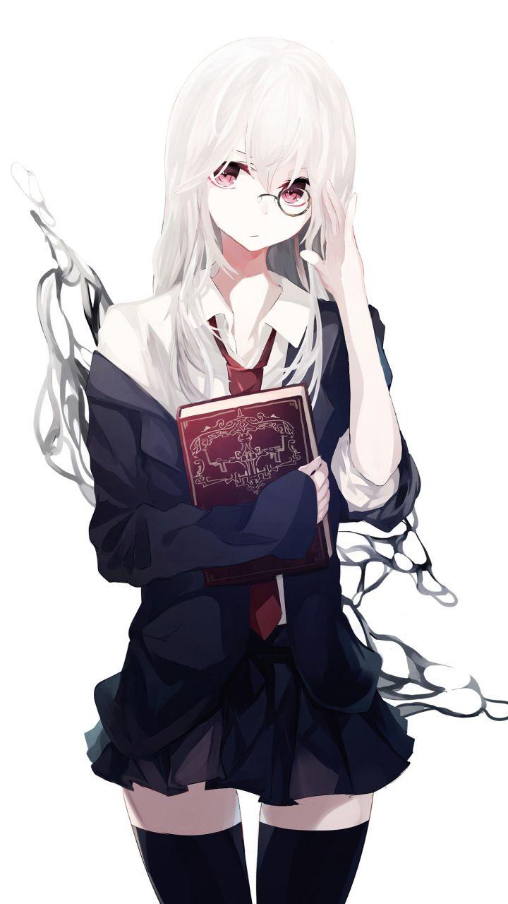 720x1280 White Hair Anime Girl Magic Wallpaper HD
