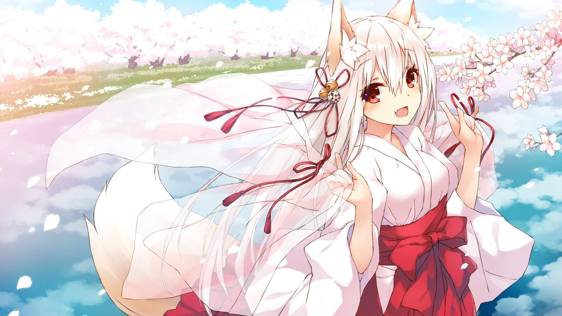 1920x1080 13++ Cute Anime Fox Girl Wallpaper