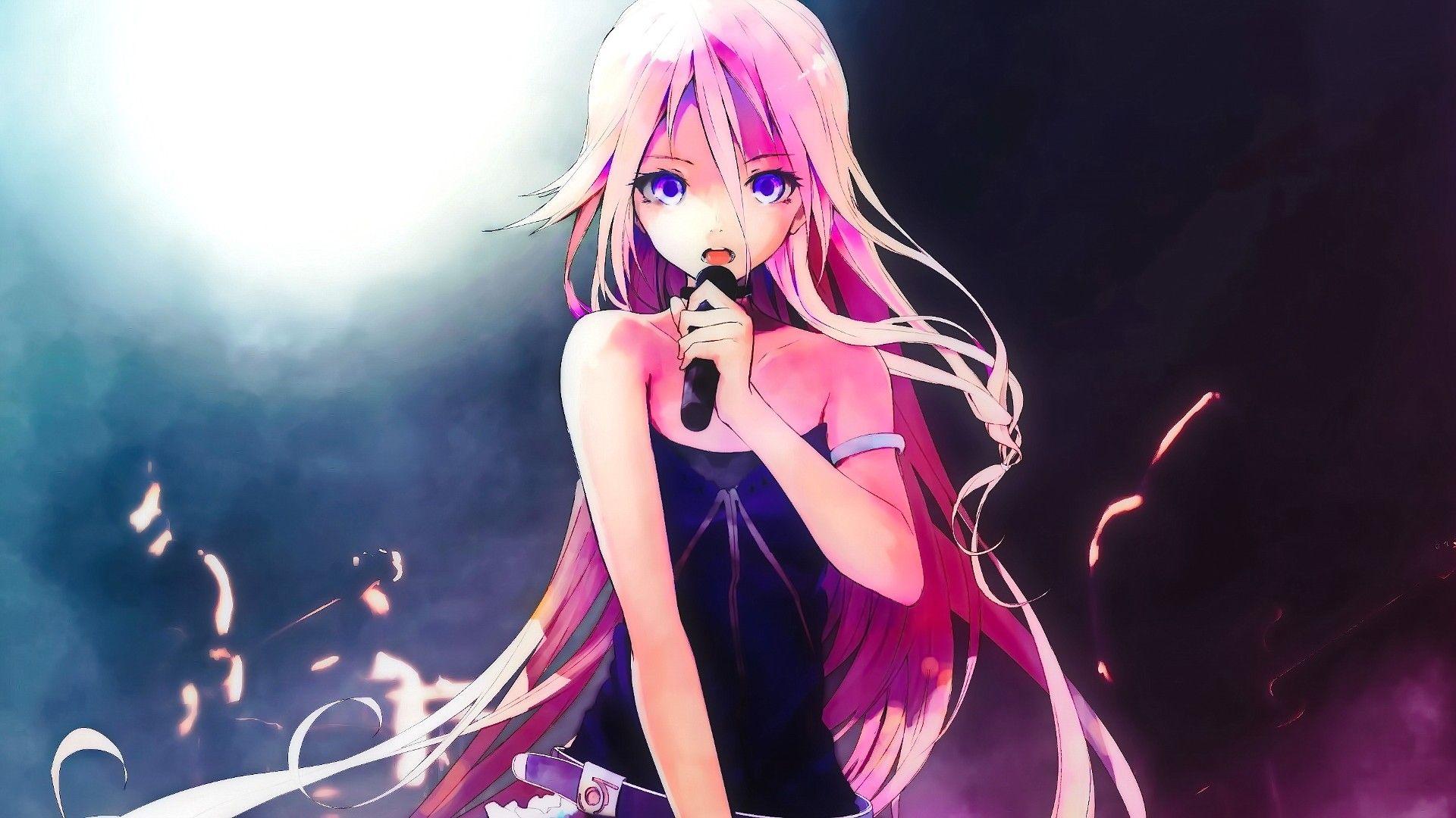 1920x1080 Anime Girl Pink Hair Singing