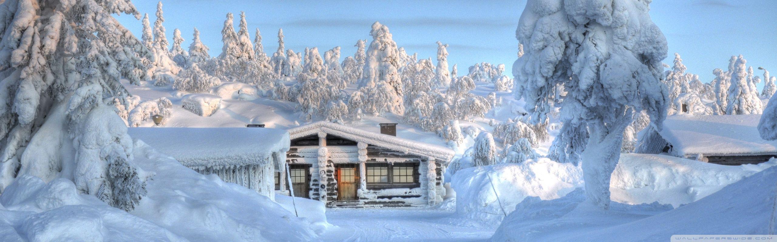 2560x800 Nature Snow Dual Monitor Wallpaper