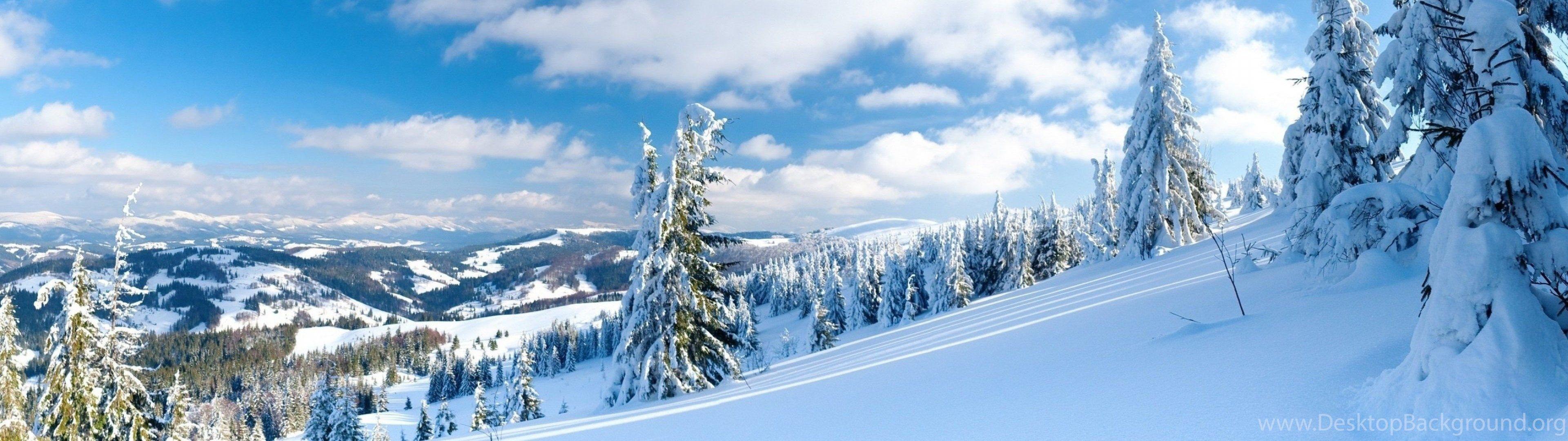 3840x1080 Mountains Landscape Nature Mountain Winter Clouds Wallpaper. Desktop Background