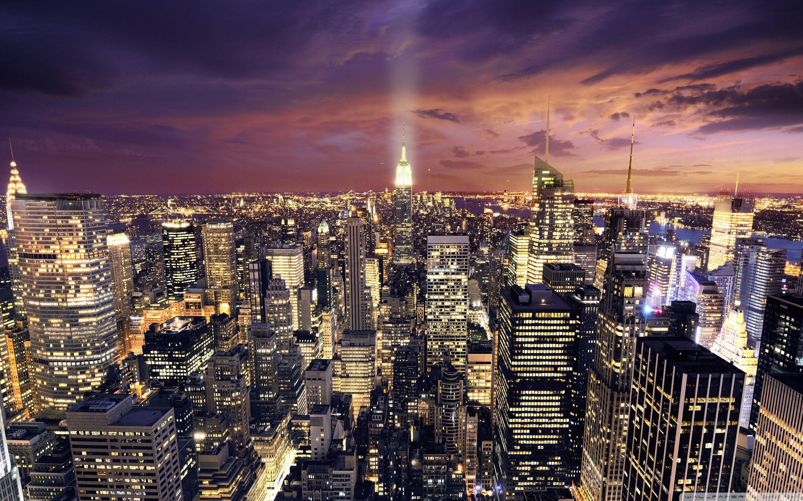 2560x1600 Manhattan Aerial View At Night ❤ 4K HD Desktop Wallpaper for 4K