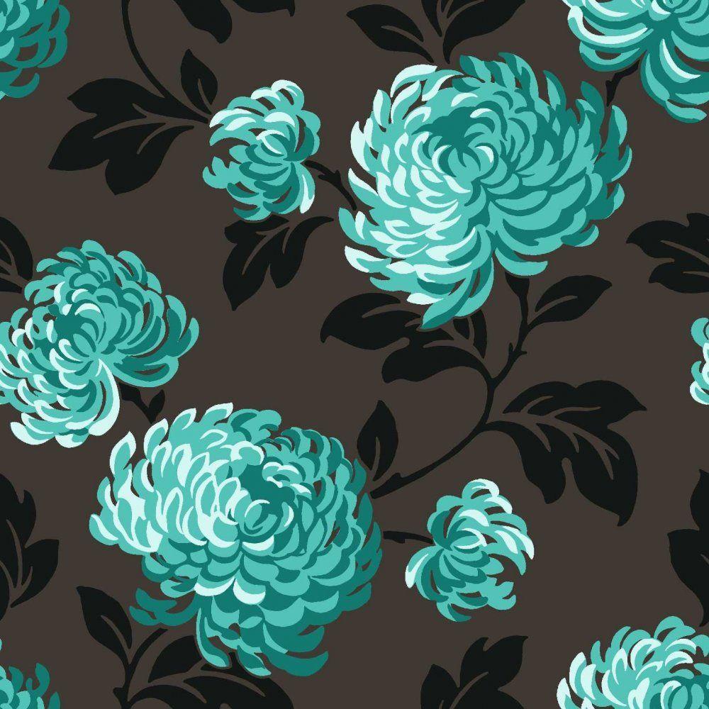 1000x1000 Floral Wallpaper Teal Background