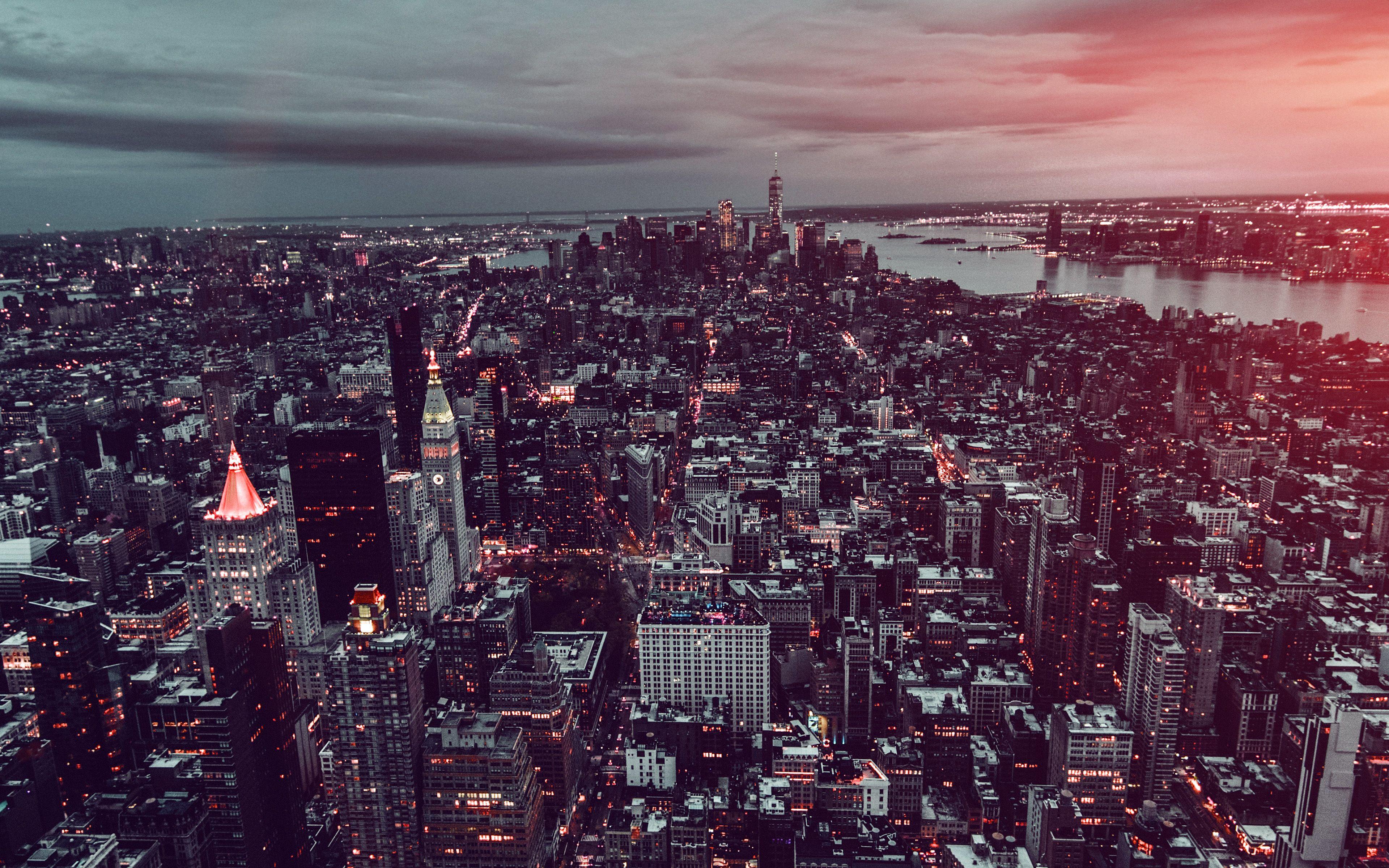 3840x2400 City Sky Newyork Building Nature Dark Flare Wallpaper