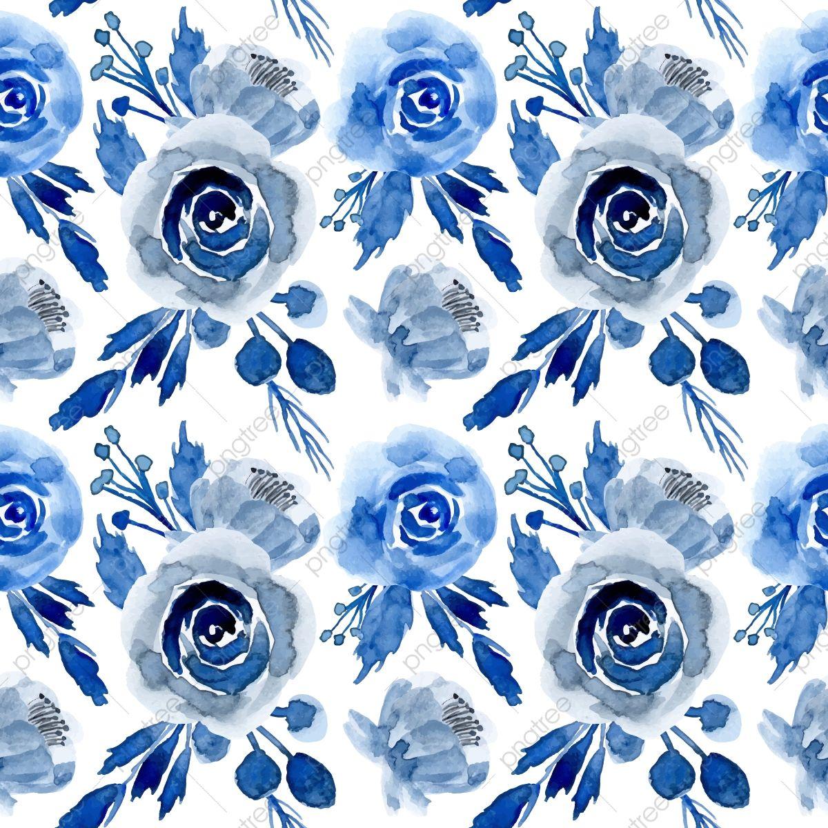 1200x1200 Blue Watercolor Floral Seamless Pattern, Blue Clipart, Flower, Flowers PNG and Vector with Transparent Background for Free Download