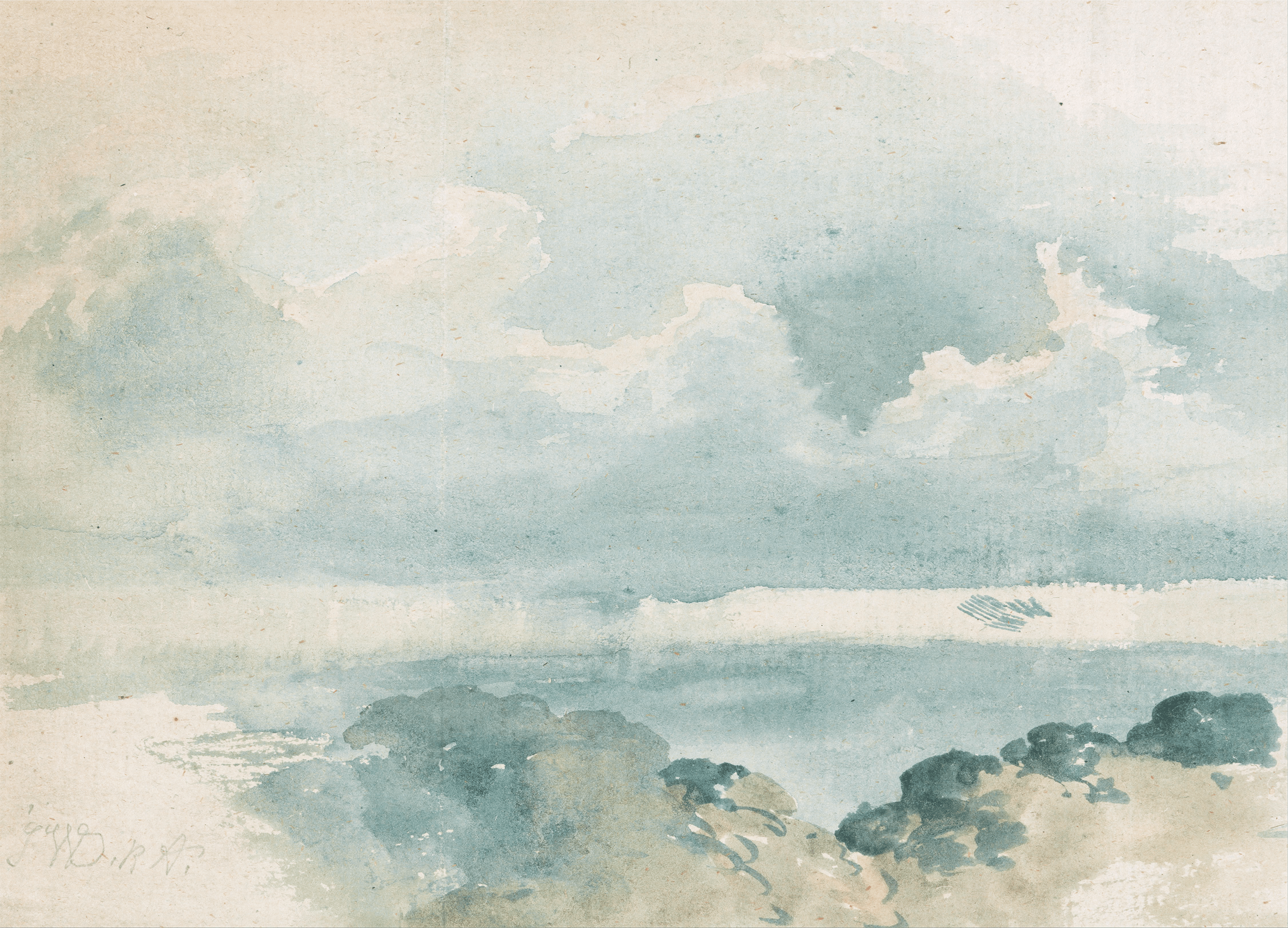 2500x1800 Watercolor Blue & Grey Cloud Wallpaper. Anewall Mural Wallpaper