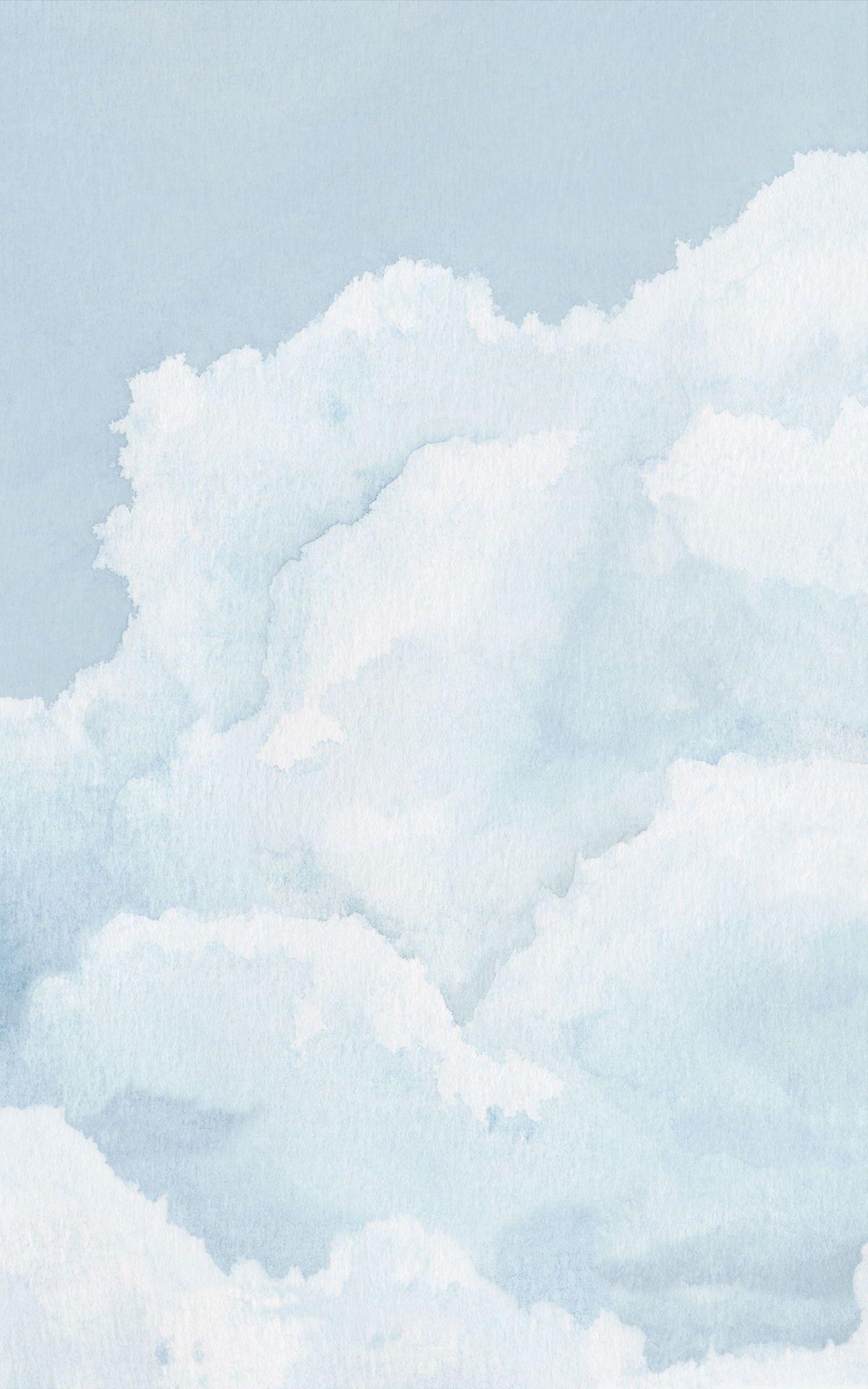 1200x1920 Light Blue Cloudy Sky Watercolor Wallpaper Mural. Light blue aesthetic, Blue sky wallpaper, Blue wallpaper iphone