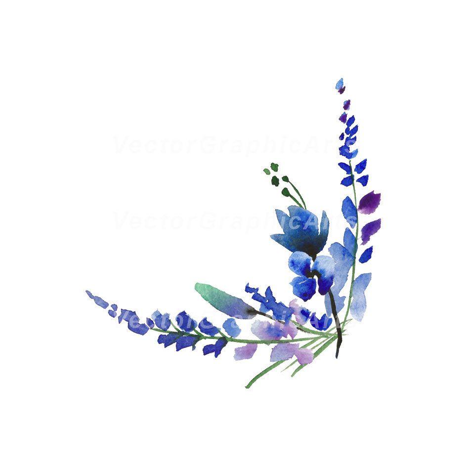 945x945 Corner of Lavender Blue Flowers. Watercolor floral clipart 1. Etsy. Floral watercolor, Flower drawing, Blue flower wallpaper