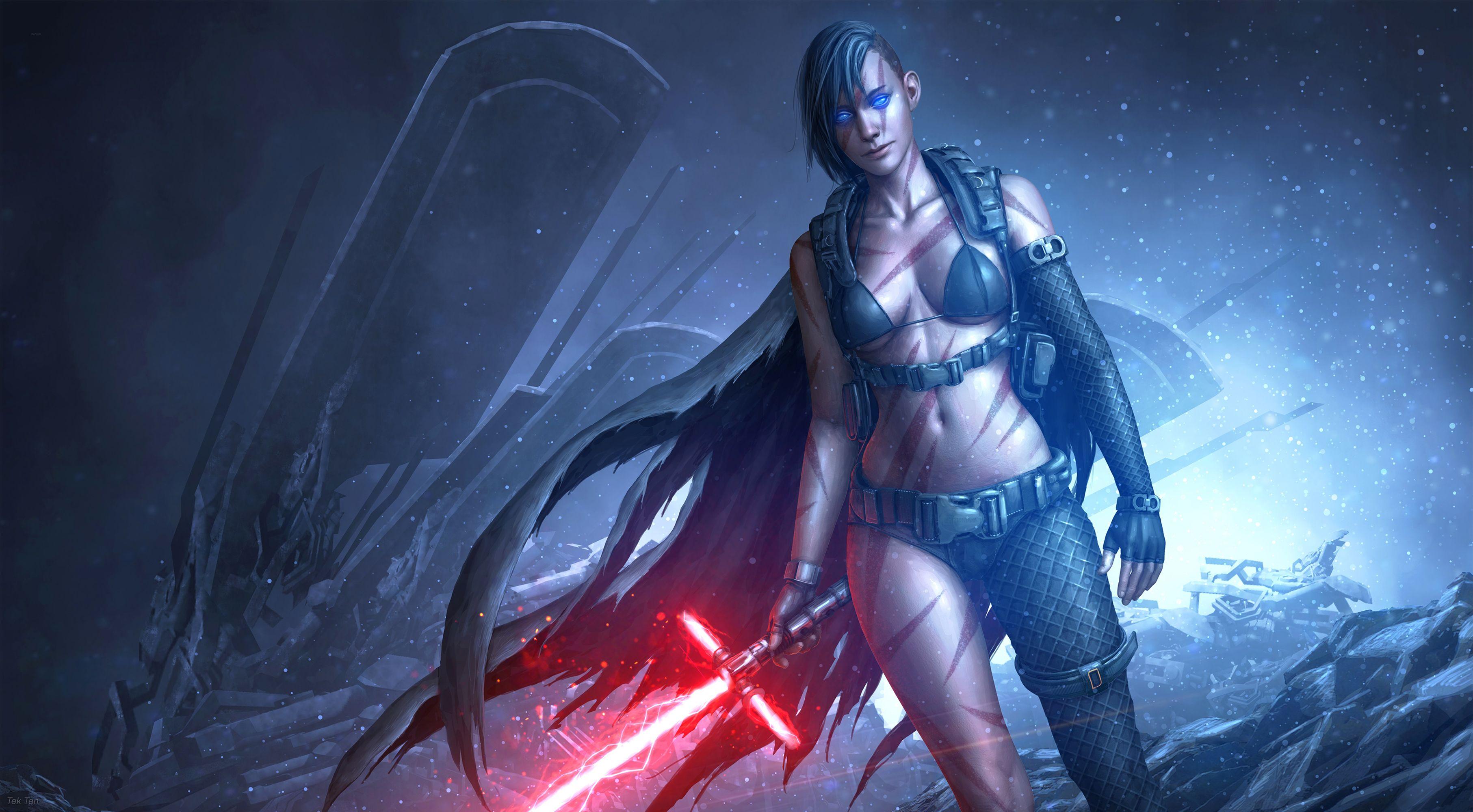 3626x2000 Robot Fantasy Princess Warrior