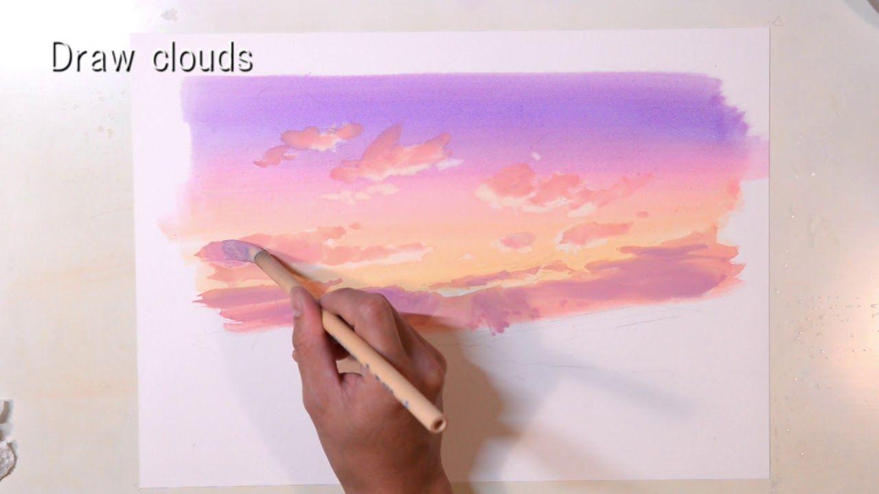 1280x720 How to painting an animation background 【Evening sky】