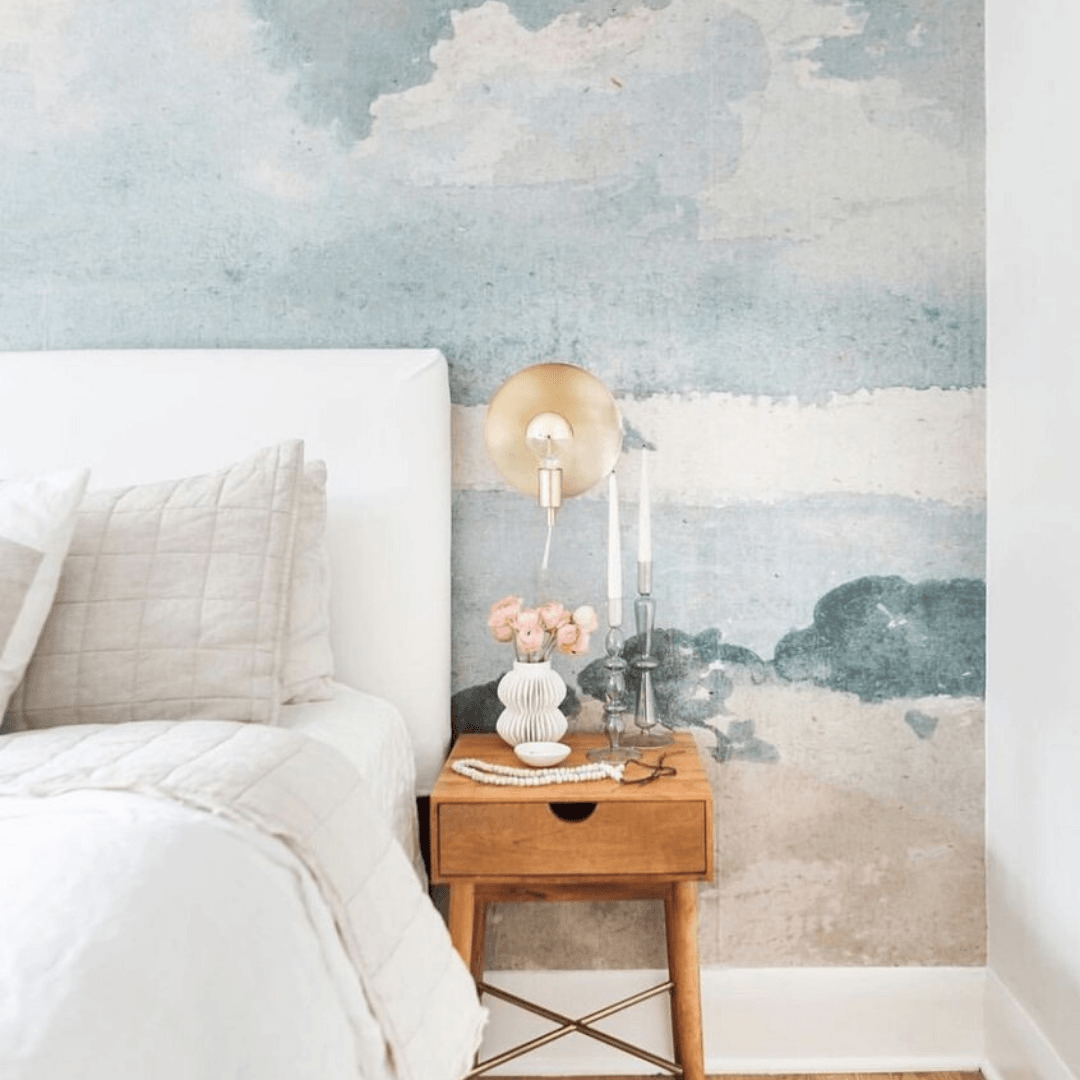 1080x1080 Watercolor Blue and Grey Cloud Wallpaper Mural