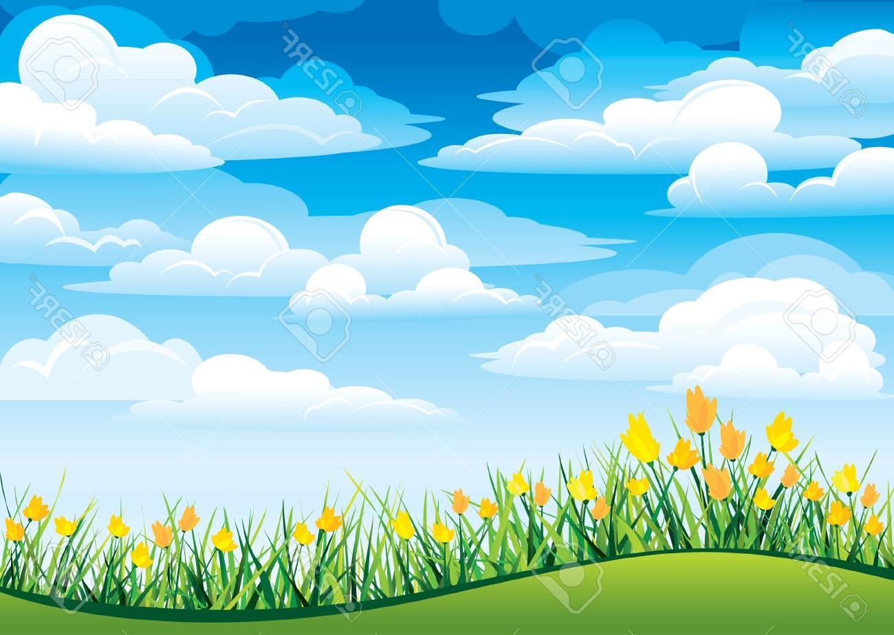 1300x924 Unique Clouds Sky Grass Vector Image Free Vector Art, Image, Graphics & Clipart