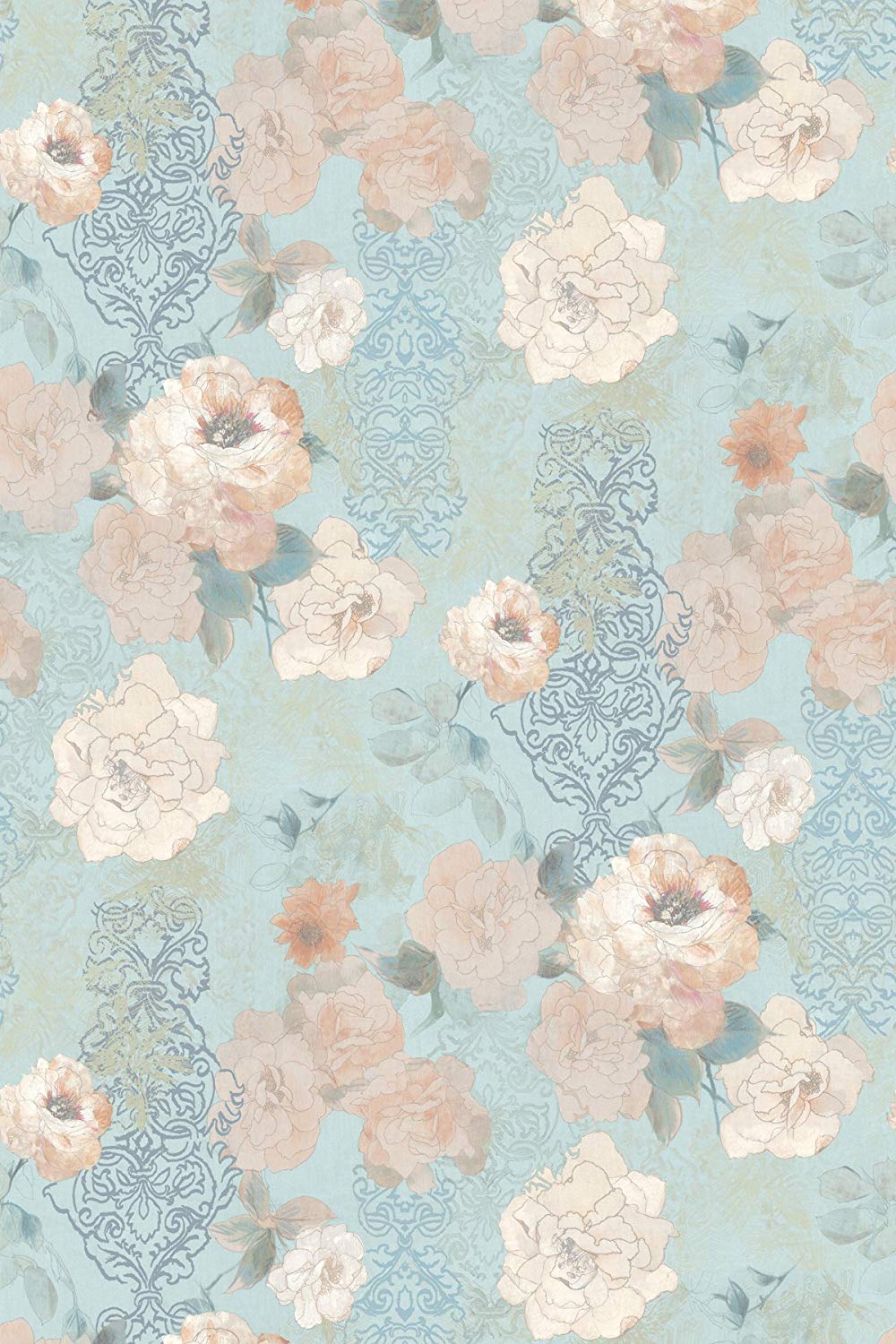 1000x1500 Vintage Floral Peach Wallpaper