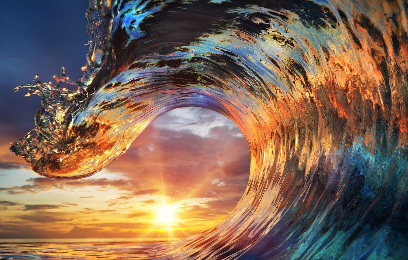 1332x850 Photo Wallpaper Ocean, Sunset, Water, Wave Ocean Waves