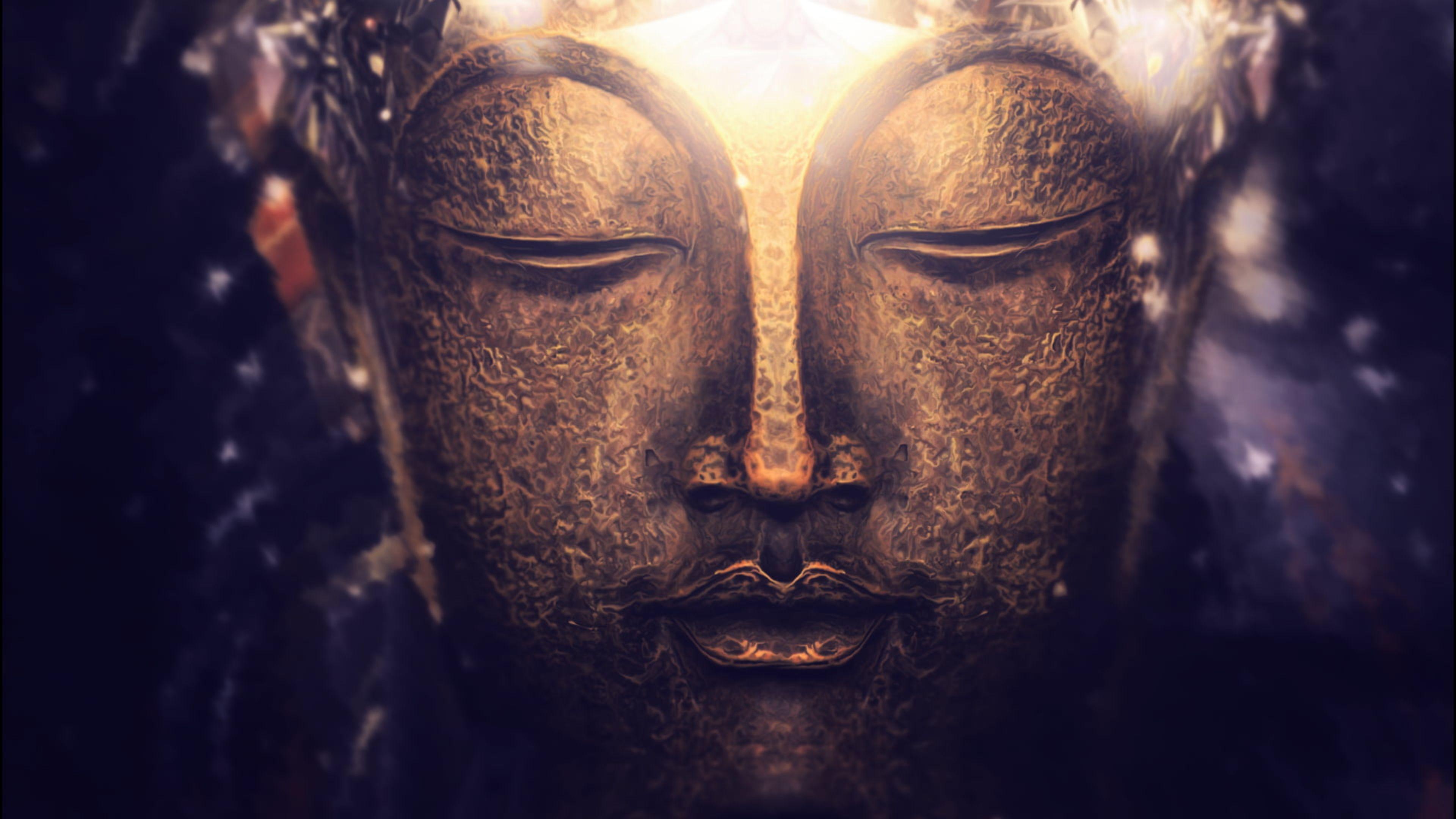 3840x2160 Golden Buddha Head Bust Illustration 4K HD Buddha Wallpaper