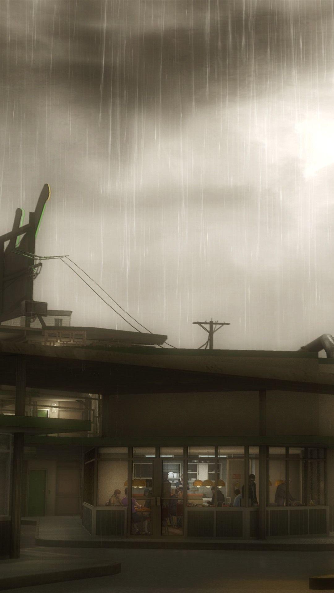 1080x1920 Wallpaper Motel, rain, anime 2880x1800 HD Picture, Image