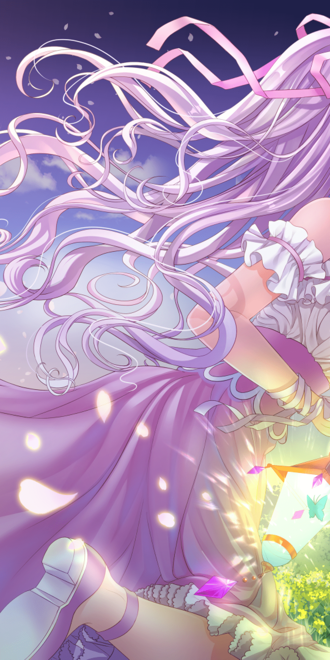 1080x2160 Purple Anime Girl Wallpaper