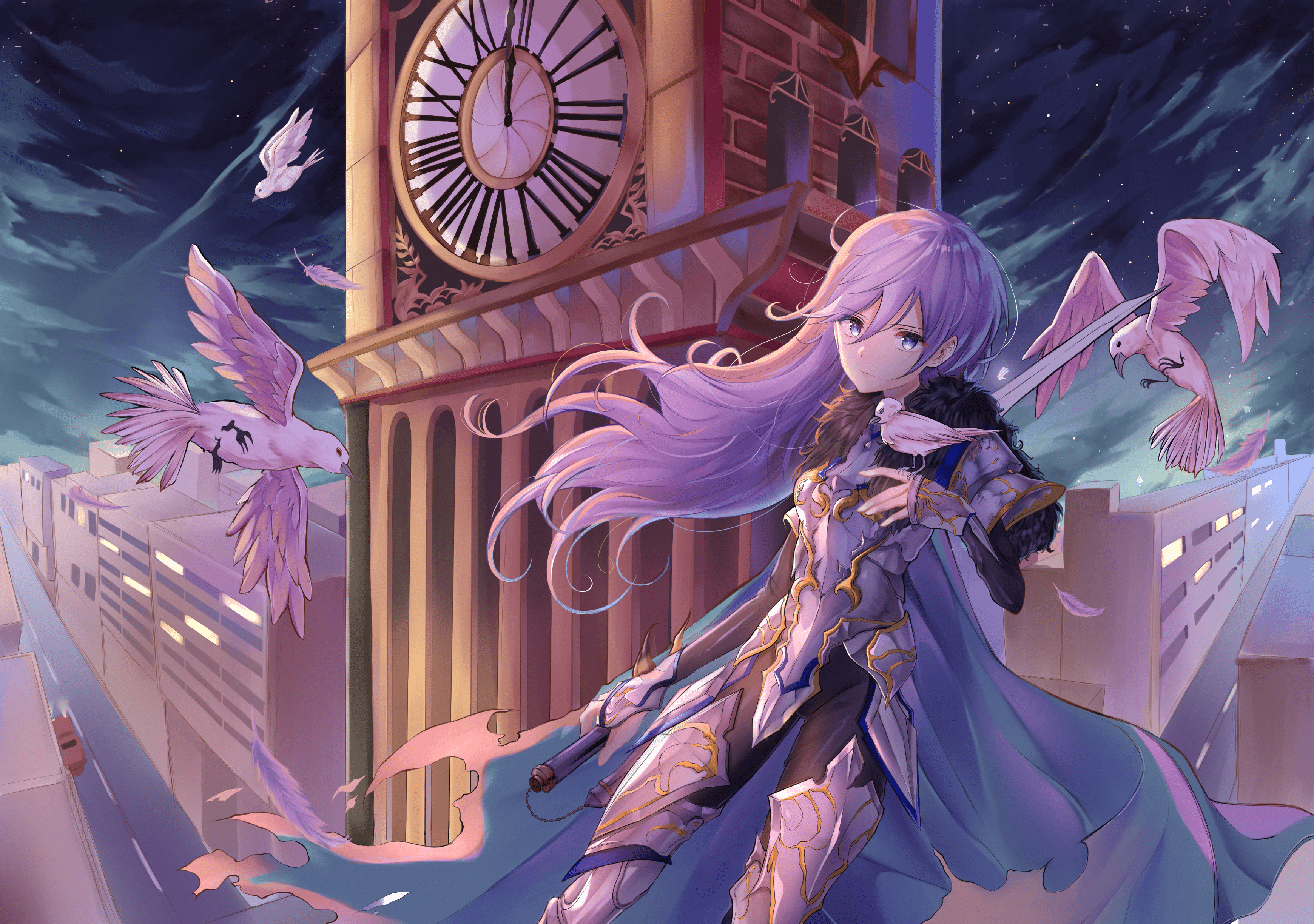 3480x2448 Download Purple Anime Girl Wallpaper, HD Background Download