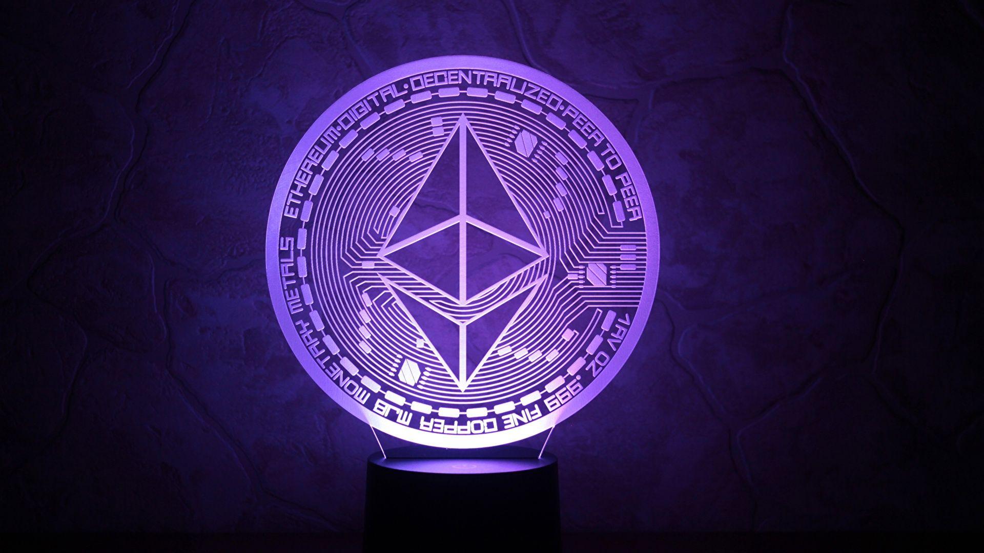 1920x1080 Photos Coins ethereum, eth Violet Closeup 1920x1080