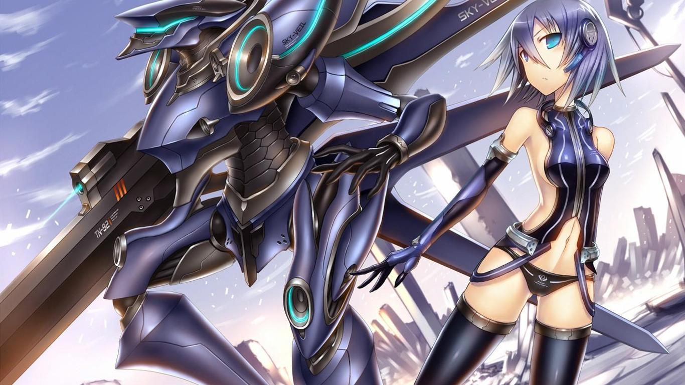 1366x768 Anime Robot Cool Wallpaper 15495