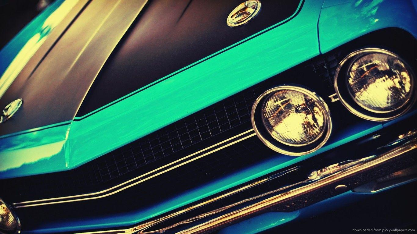 1366x768 Download 1366x768 Blue Vintage Muscle Car Wallpaper. Epic Car