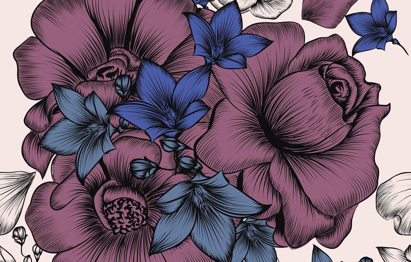 1332x850 Wallpaper white, flowers, background, wallpaper, vintage, pattern, floral image for desktop, section текстуры