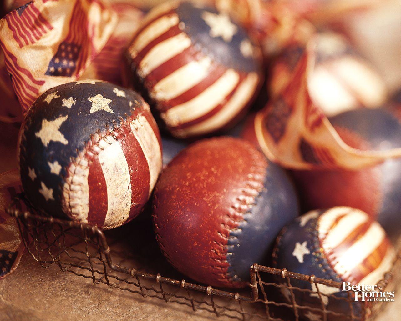 1282x1027 Paint Old Softballs Baseballs Center Pieces For 4th Of July