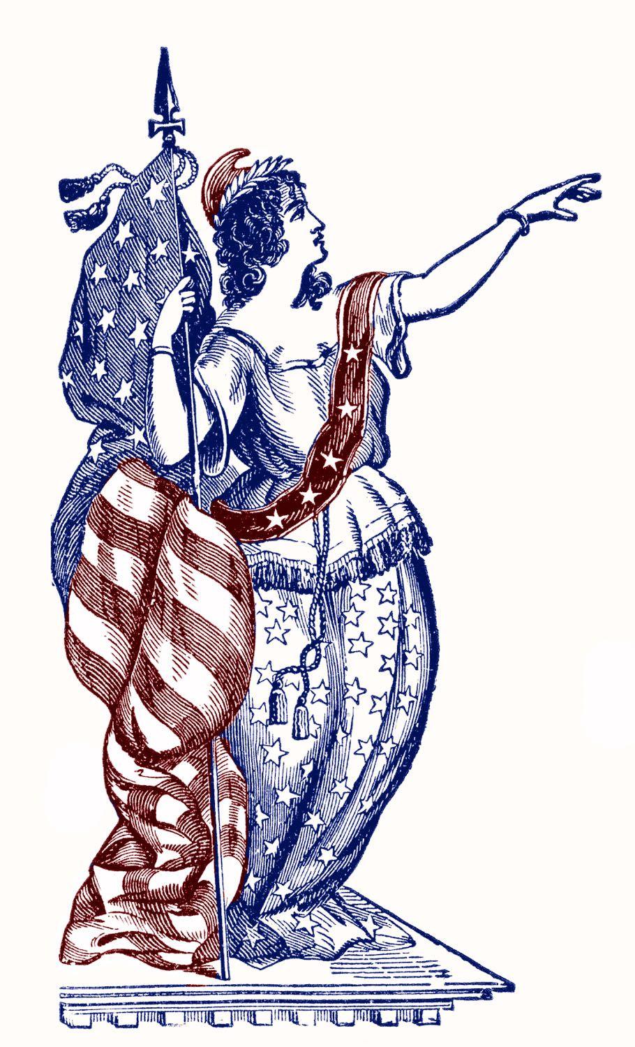 910x1500 Vintage Patriotic Clip Art Liberty of July
