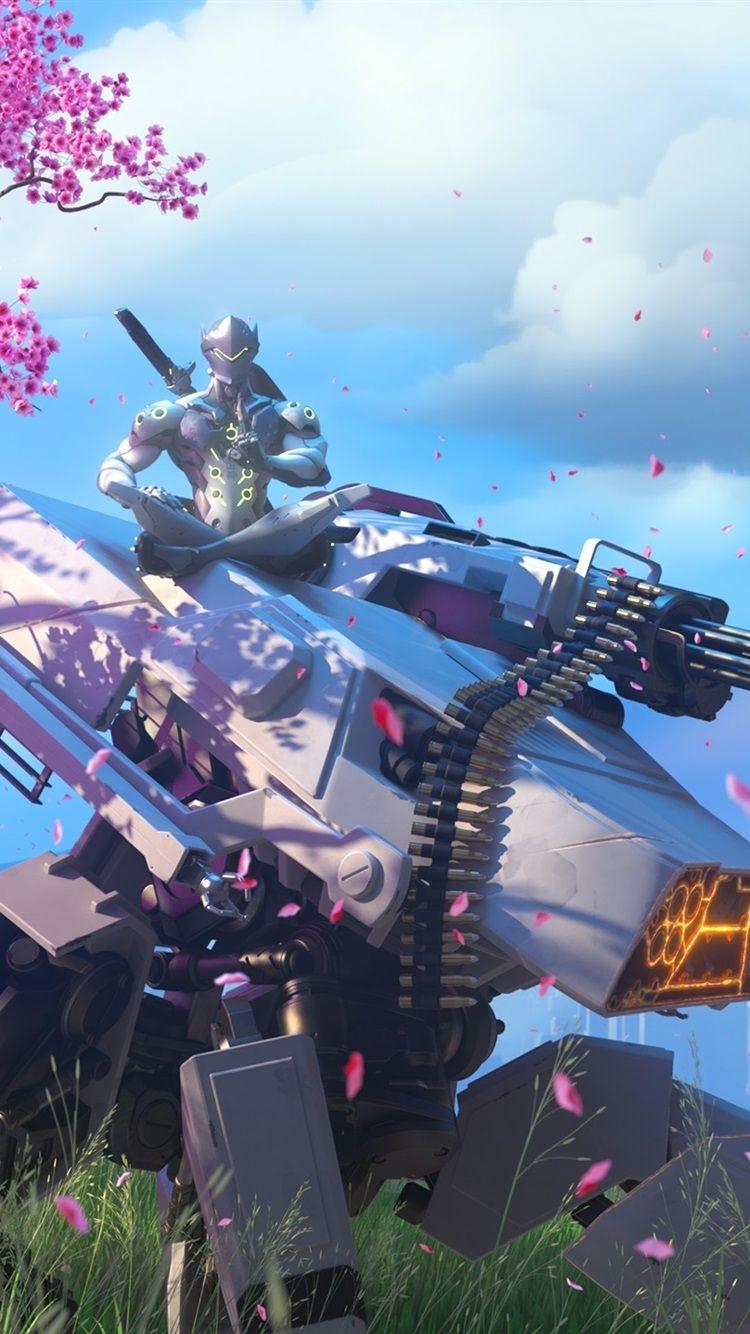 750x1334 iPhone Wallpaper Overwatch, Genji, Cherry Flowers Wallpaper iPhone Genji