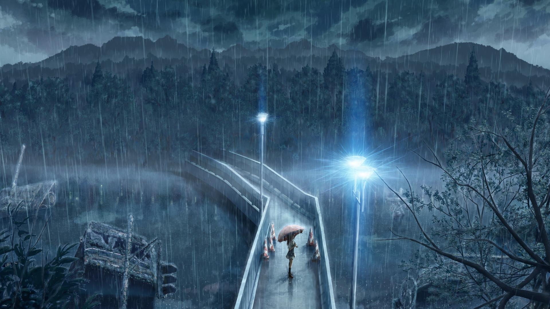 1920x1080 Rain Anime Wallpaper .