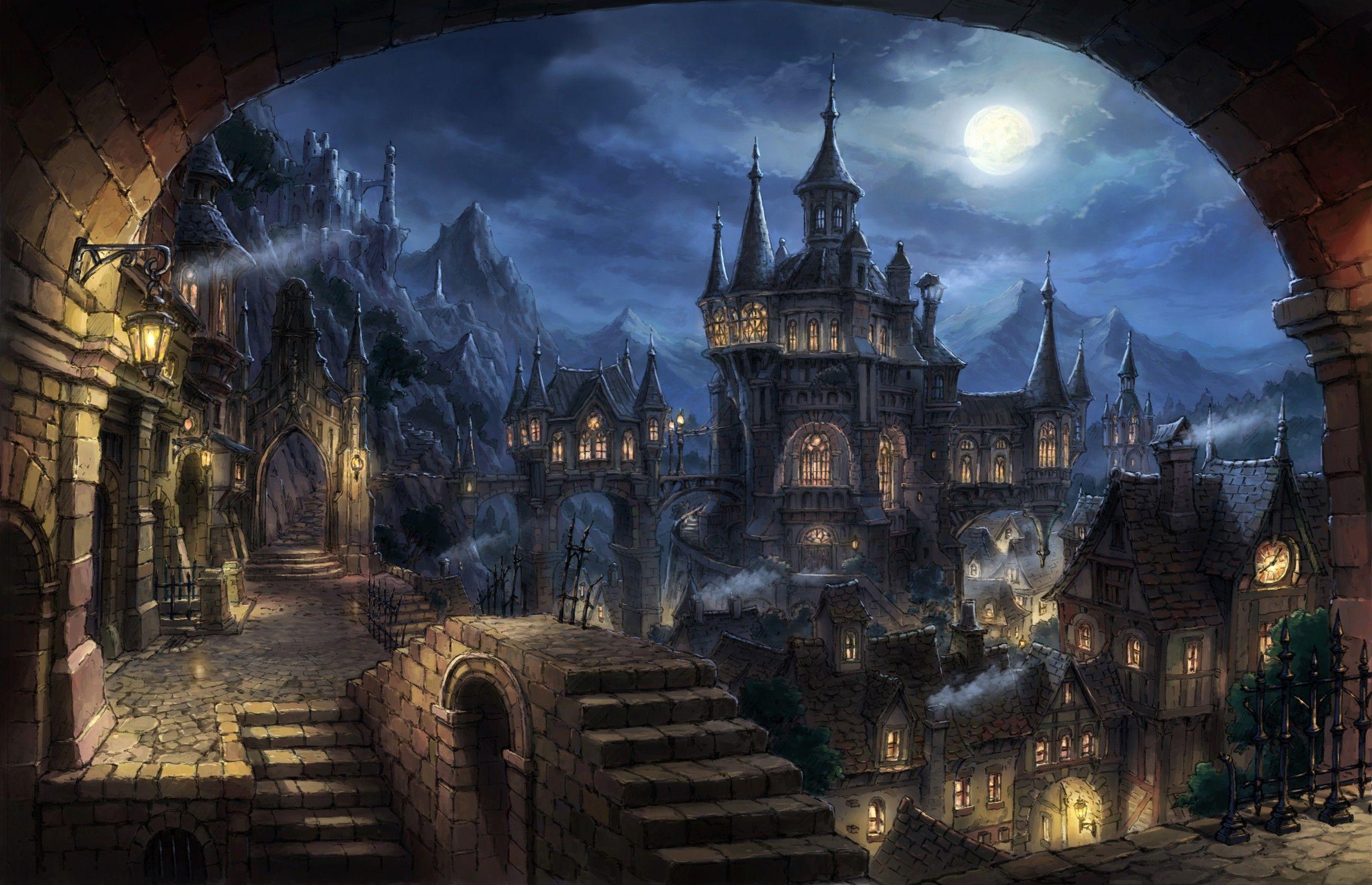 2481x1600 The game scene. Fantasy city, Fantasy castle, Fantasy landscape