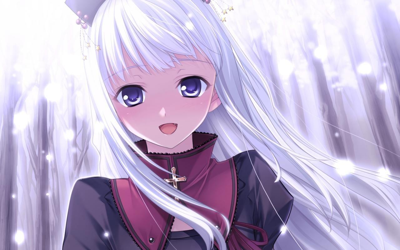 1280x800 Purple Anime Girl Wallpaper HD