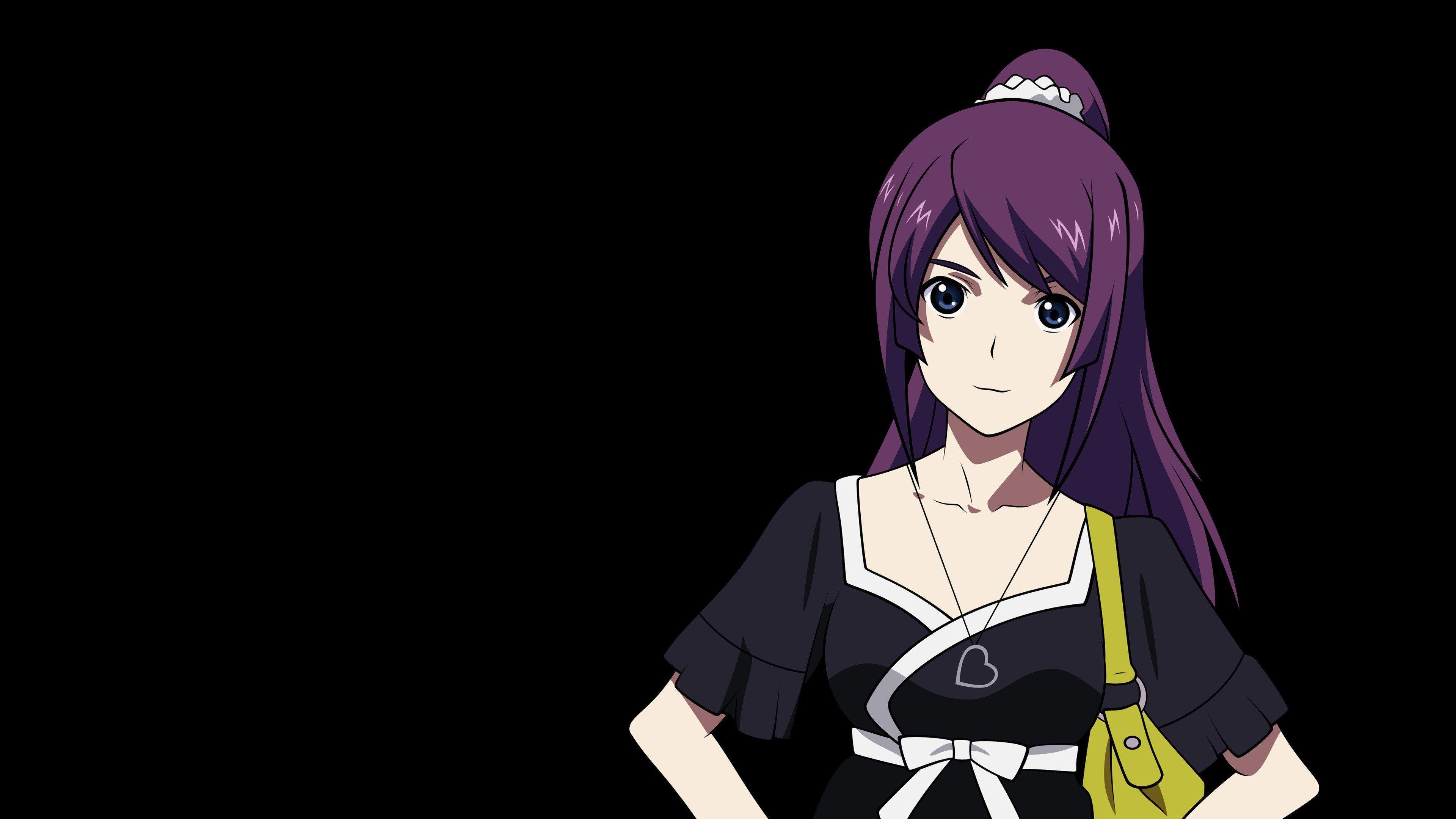 3840x2160 long, Hair, Bakemonogatari, Purple, Hair, Senjougahara, Hitagi, Simple, Background, Anime, Girls, Black, Background Wallpaper HD / Desktop and Mobile Background