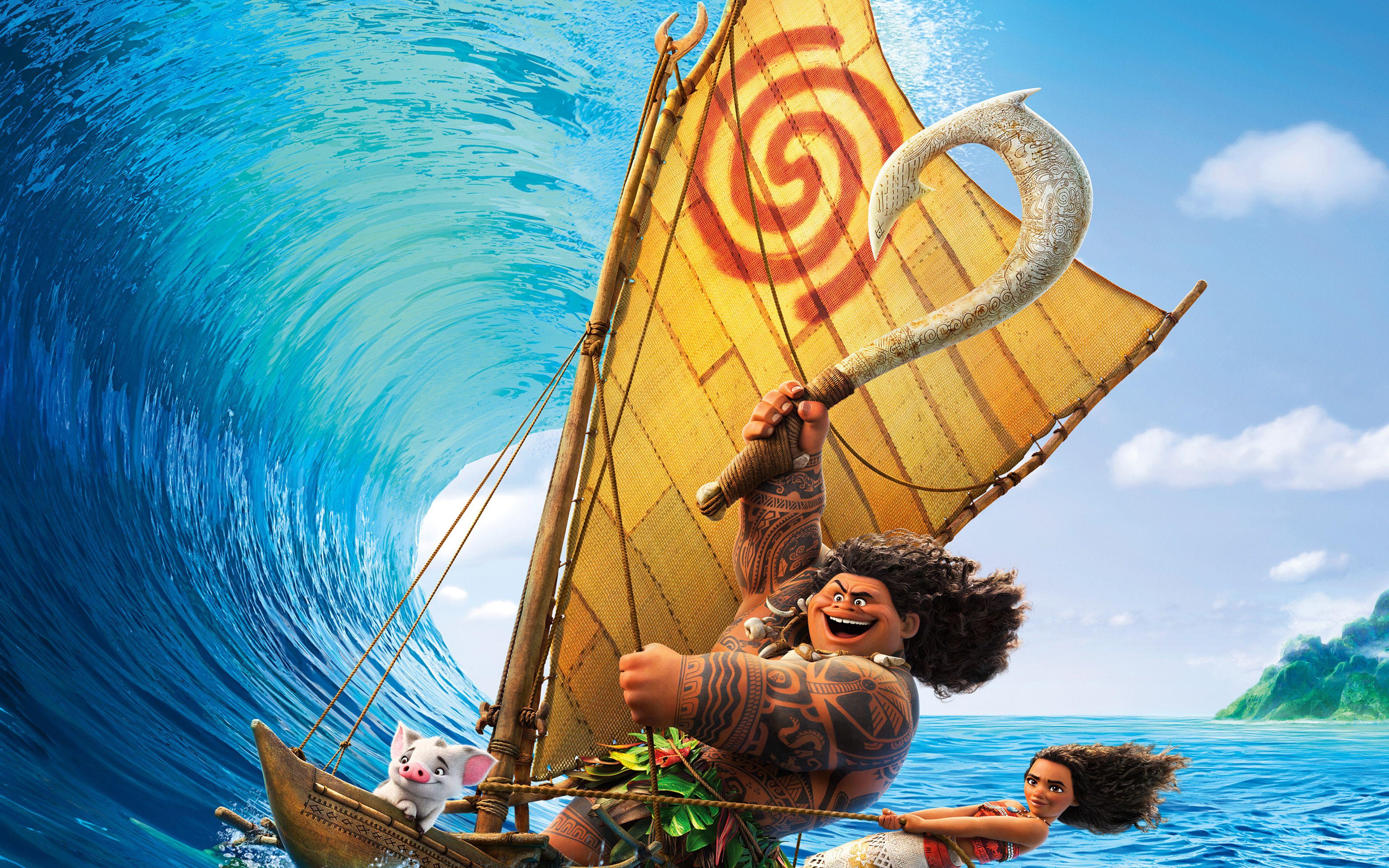 3840x2400 Surf Moana Disney Film Anime Illustration Art Wallpaper