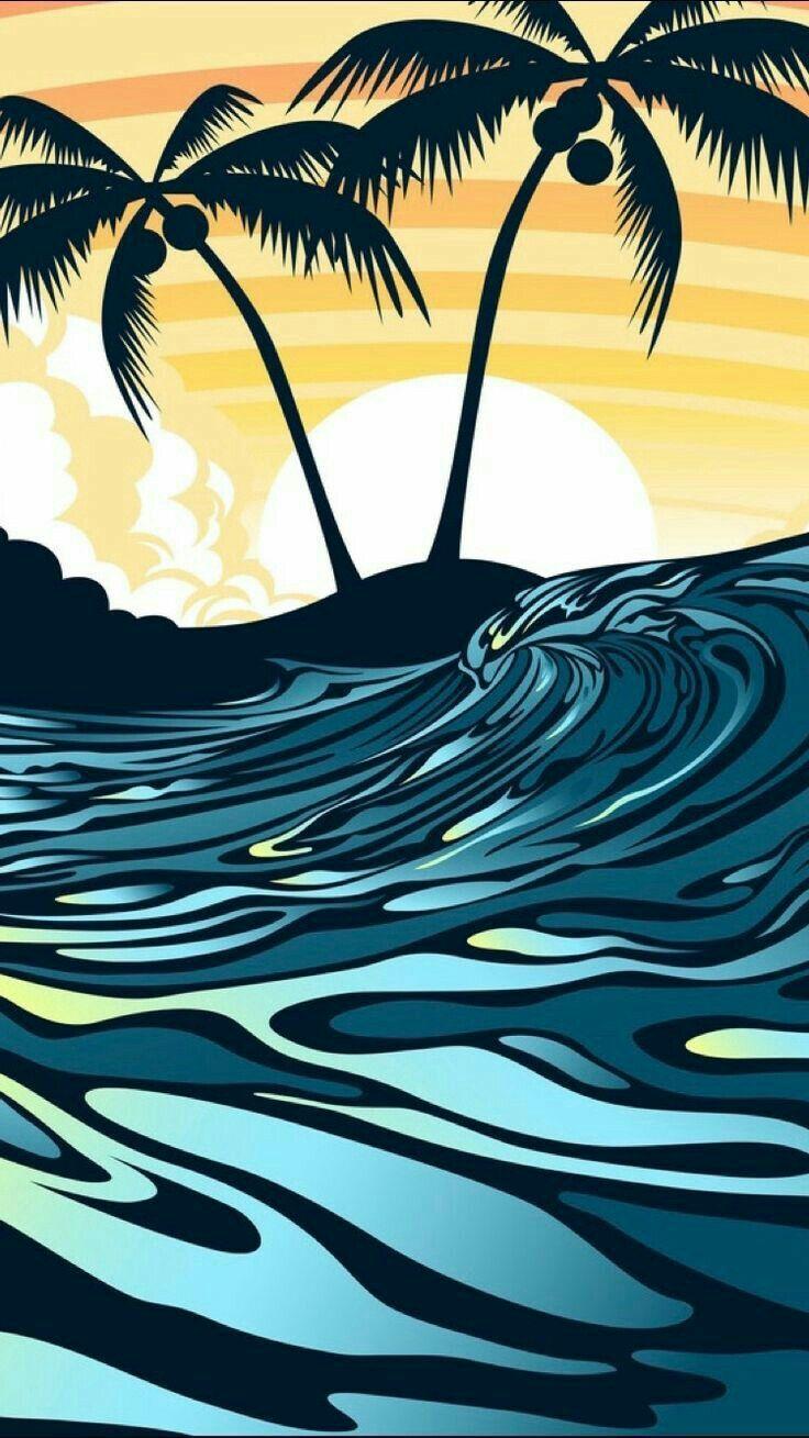 736x1309 Wallpaper HD♥. Surf art, Beach art, Art wallpaper