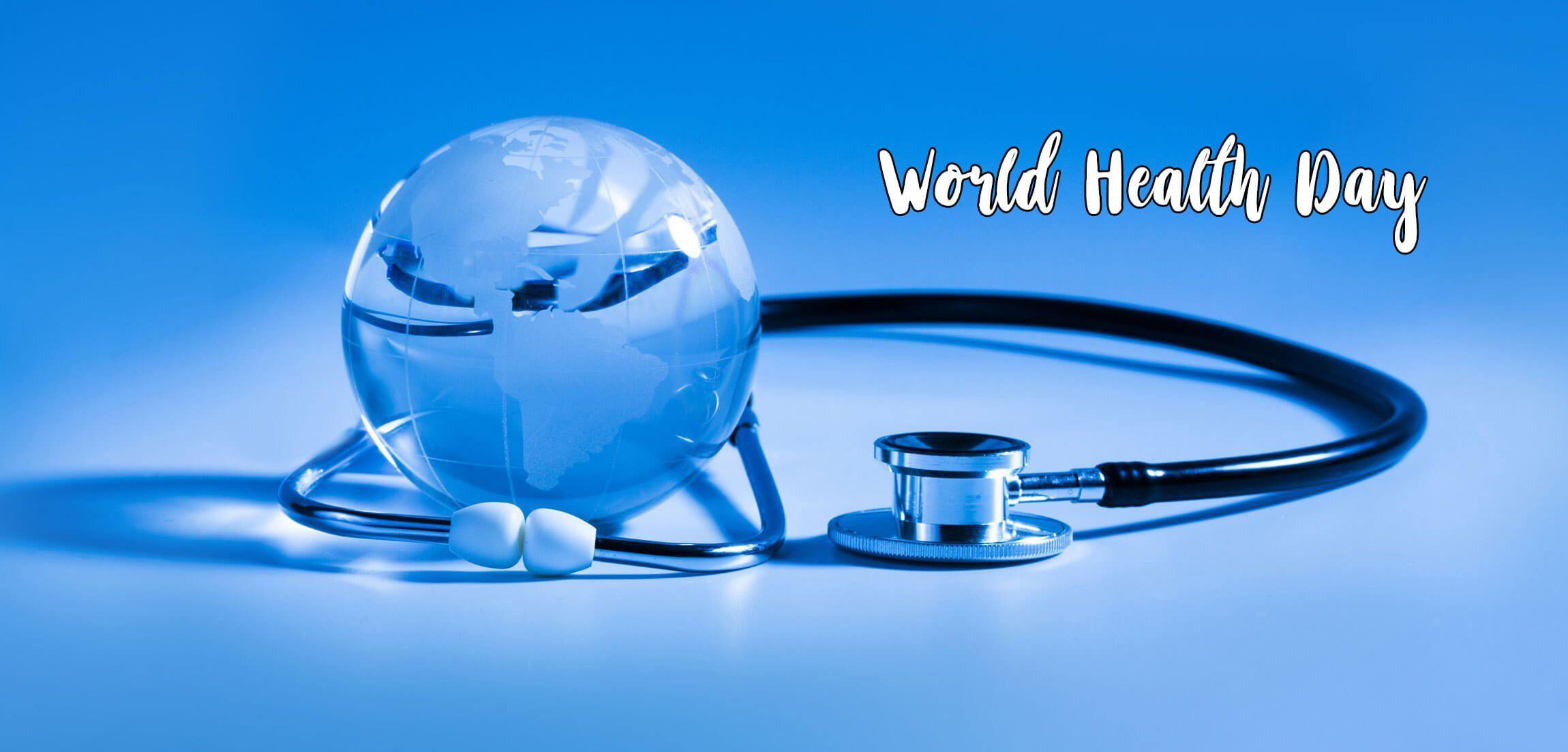 2300x1103 Happy World Health Day Globe Crystal Stethoscope Wide Health Day HD HD Wallpaper