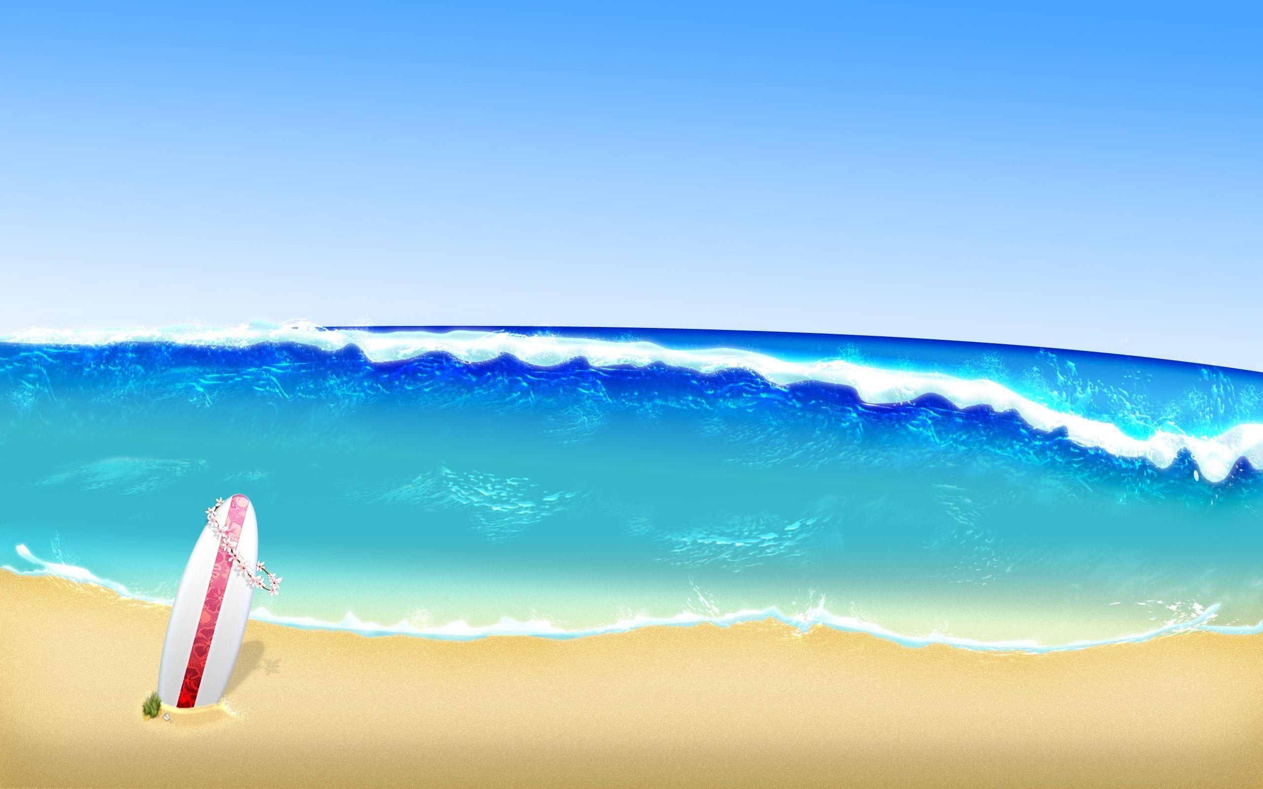 2560x1600 Beach Surfing Background