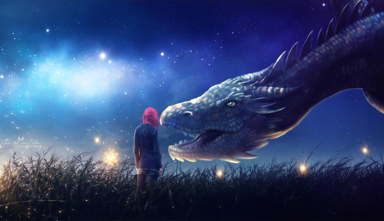 1336x768 Fantasy Girl With Dragon HD Laptop Wallpaper, HD Fantasy 4K Wallpaper, Image, Photo and Background