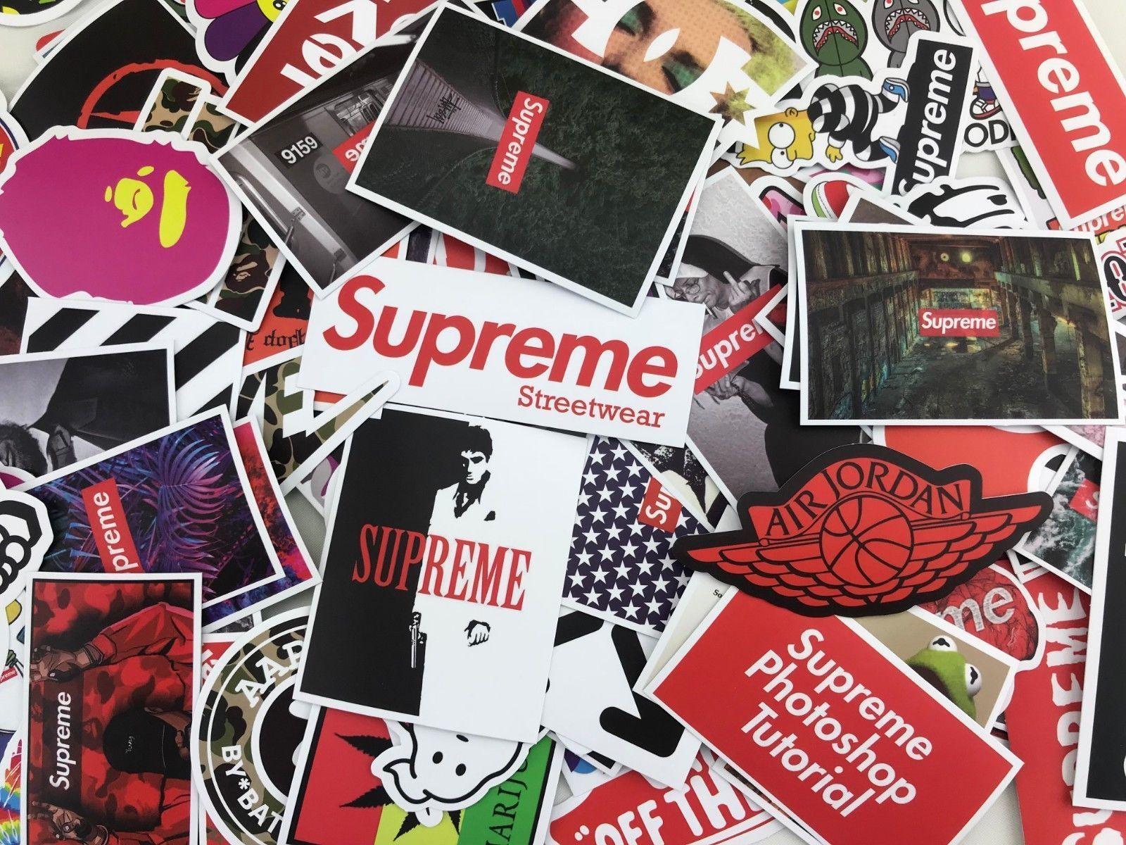 1600x1200 RANDOM Sticker pack Hypebeast, supreme, bape, off white, vlone streetwear. Stickers packs, Logo banners, Stickers