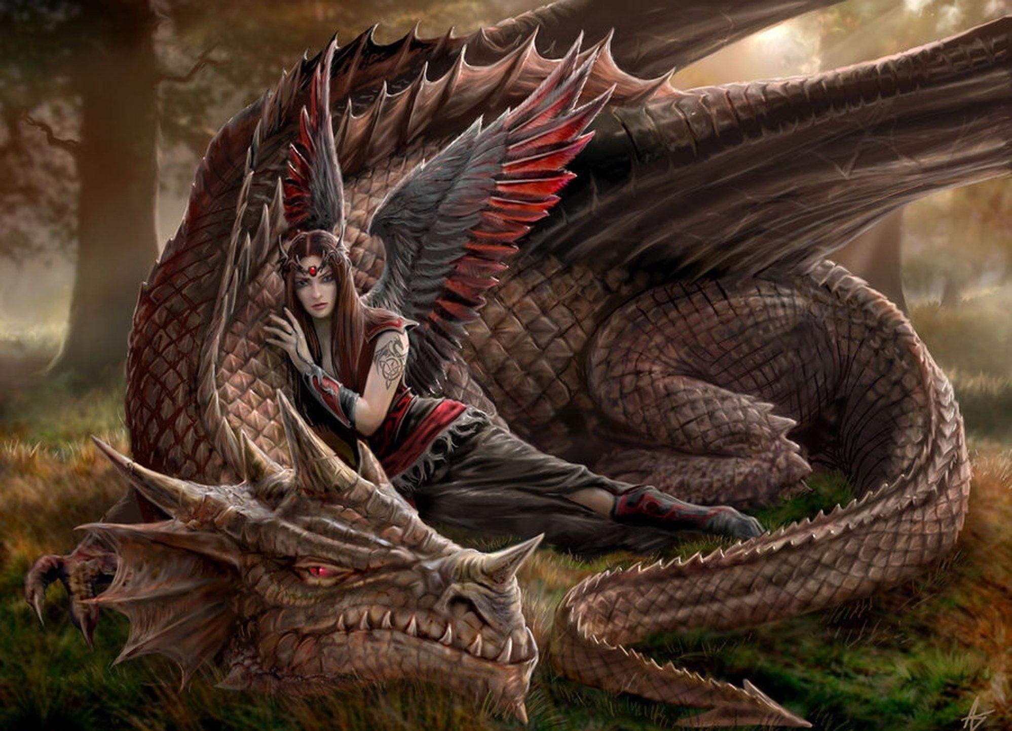 1997x1443 Amazing, Desktop Wallpaper, dama Mobile Wallpaper, Fantasia, Bosque, Dragon, Laptop, tablet