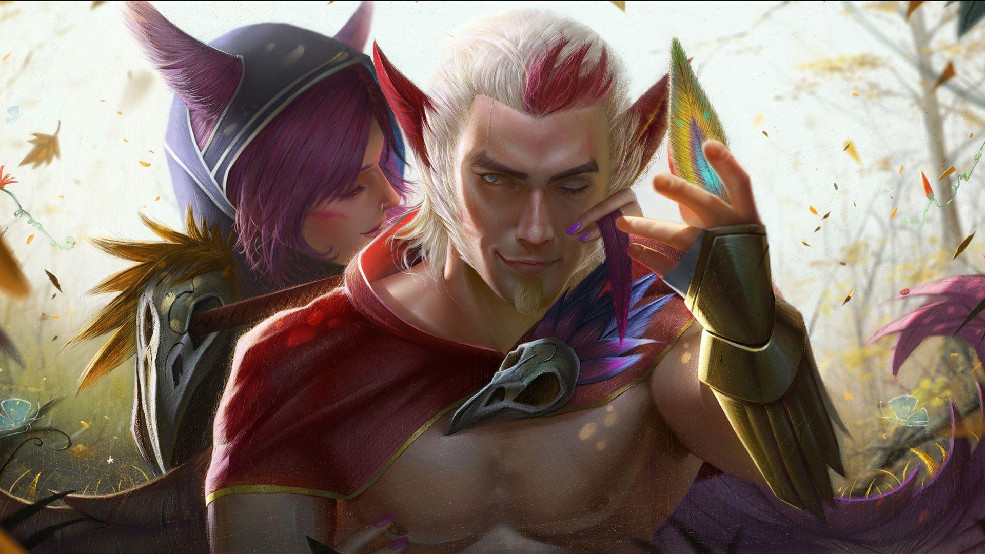1920x1080 Raken, Xayah, League Of Legends, Wallpaper Rakan Fan Art Skin
