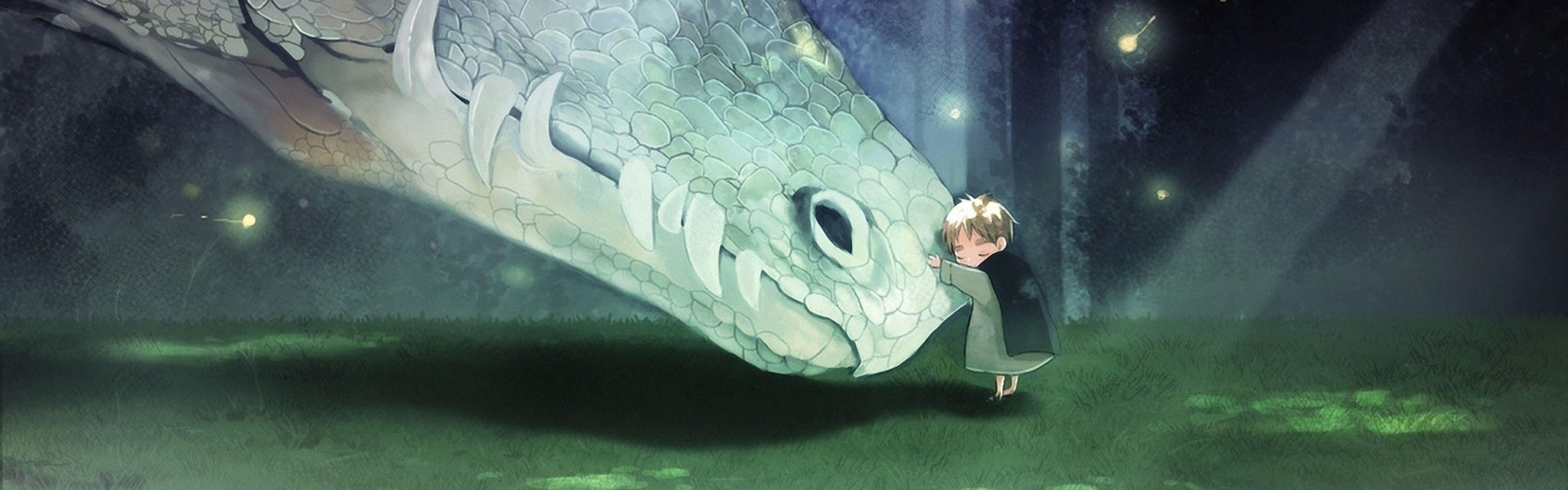 3840x1200 12++ Anime Cute Baby Dragon Wallpaper