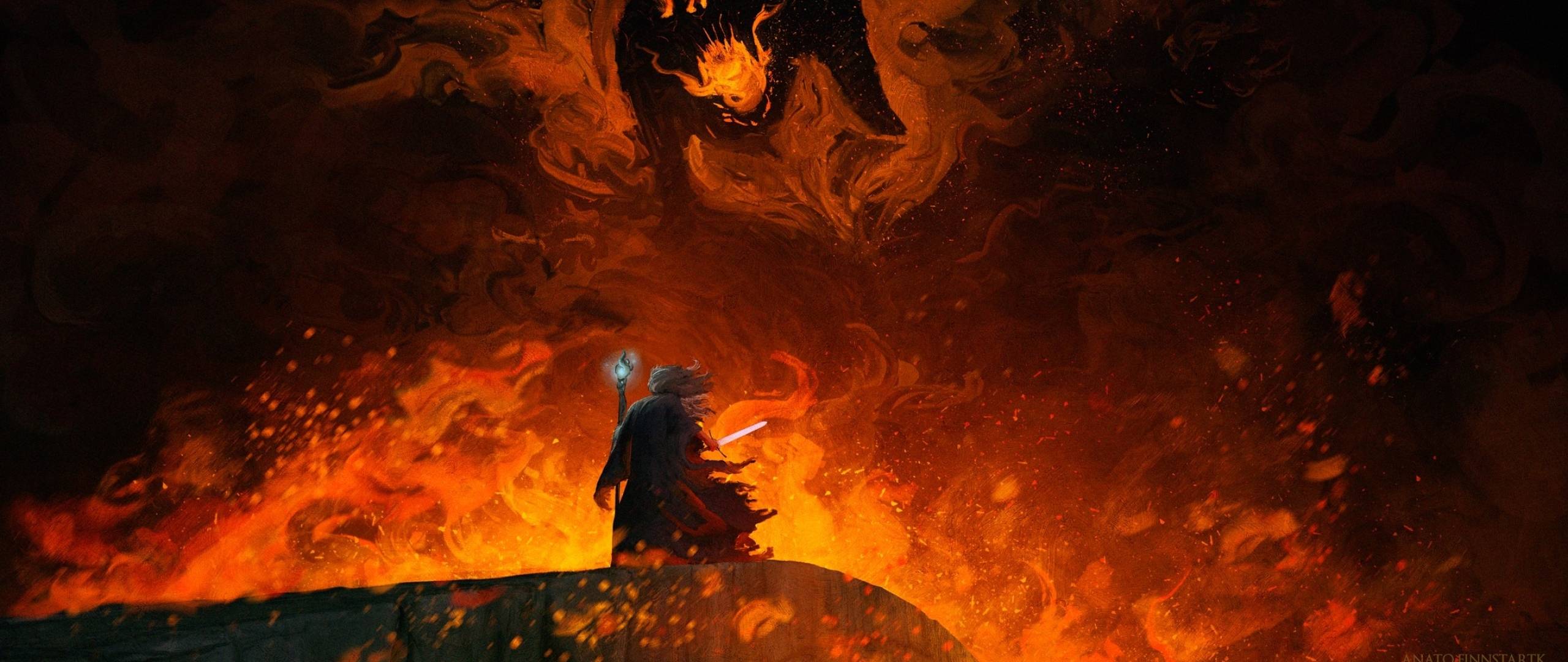 2560x1080 Balrog vs Gandalf Lord Of The Rings 2560x1080 Resolution Wallpaper, HD Fantasy 4K Wallpaper, Image, Photo and Background
