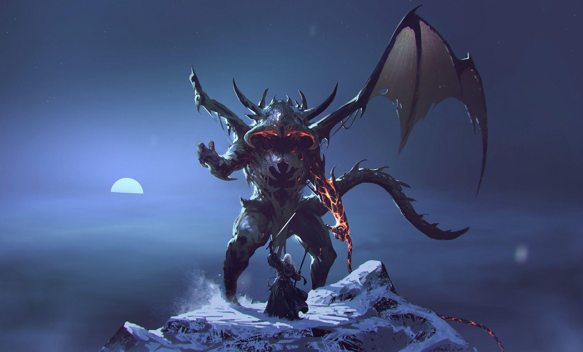 1920x1158 Balrog, Gandalf, Fantasy art, Magic, The Lord of the Rings Wallpaper HD / Desktop and Mobile Background